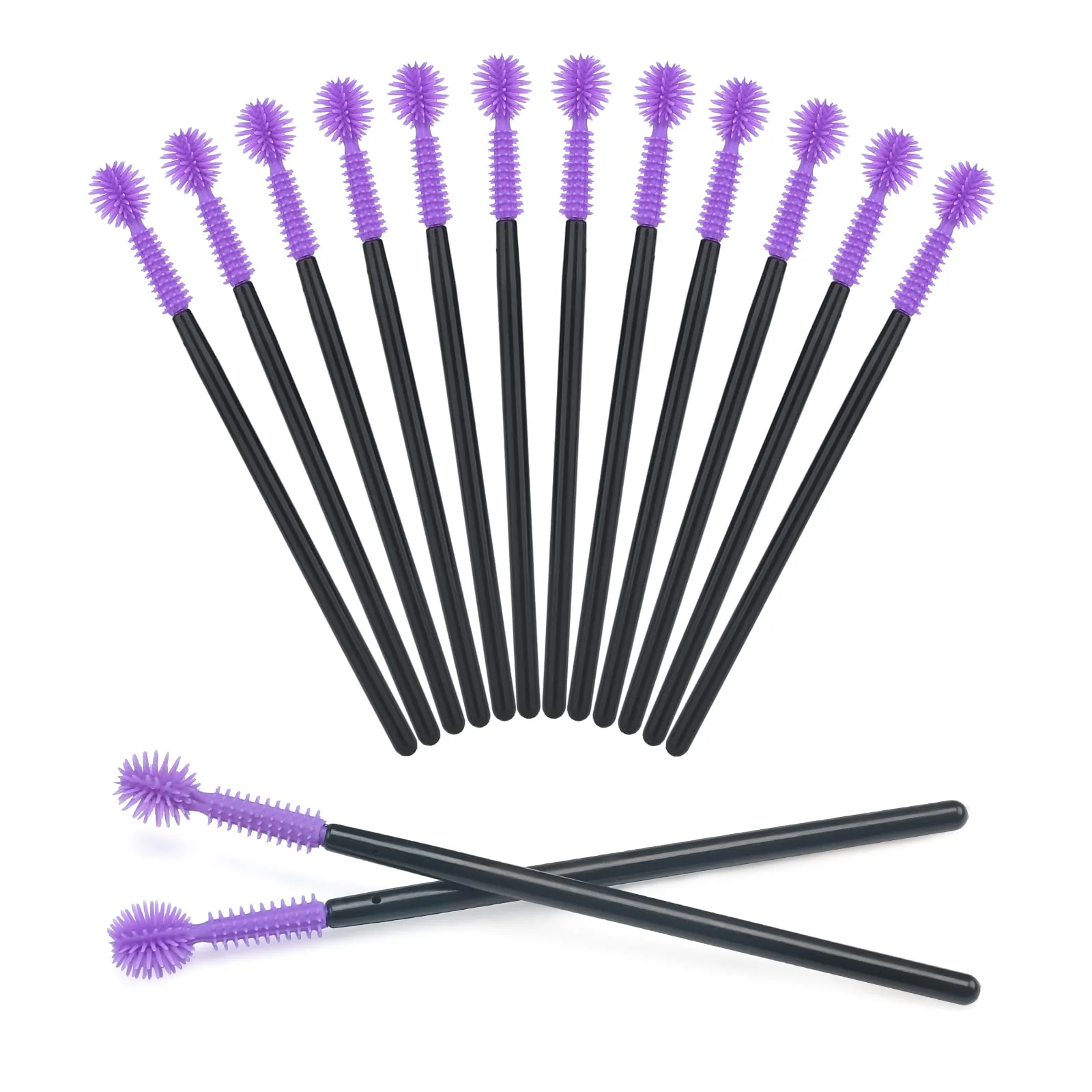 Authentic G2PLUS 50PCS Silicone Eyelash Brushes Purple Disposable Mascara Wands Adjustable Ball- Shape Eyelash Spoolies Eyebrow Brushes for Eyelash Extension Fashionable