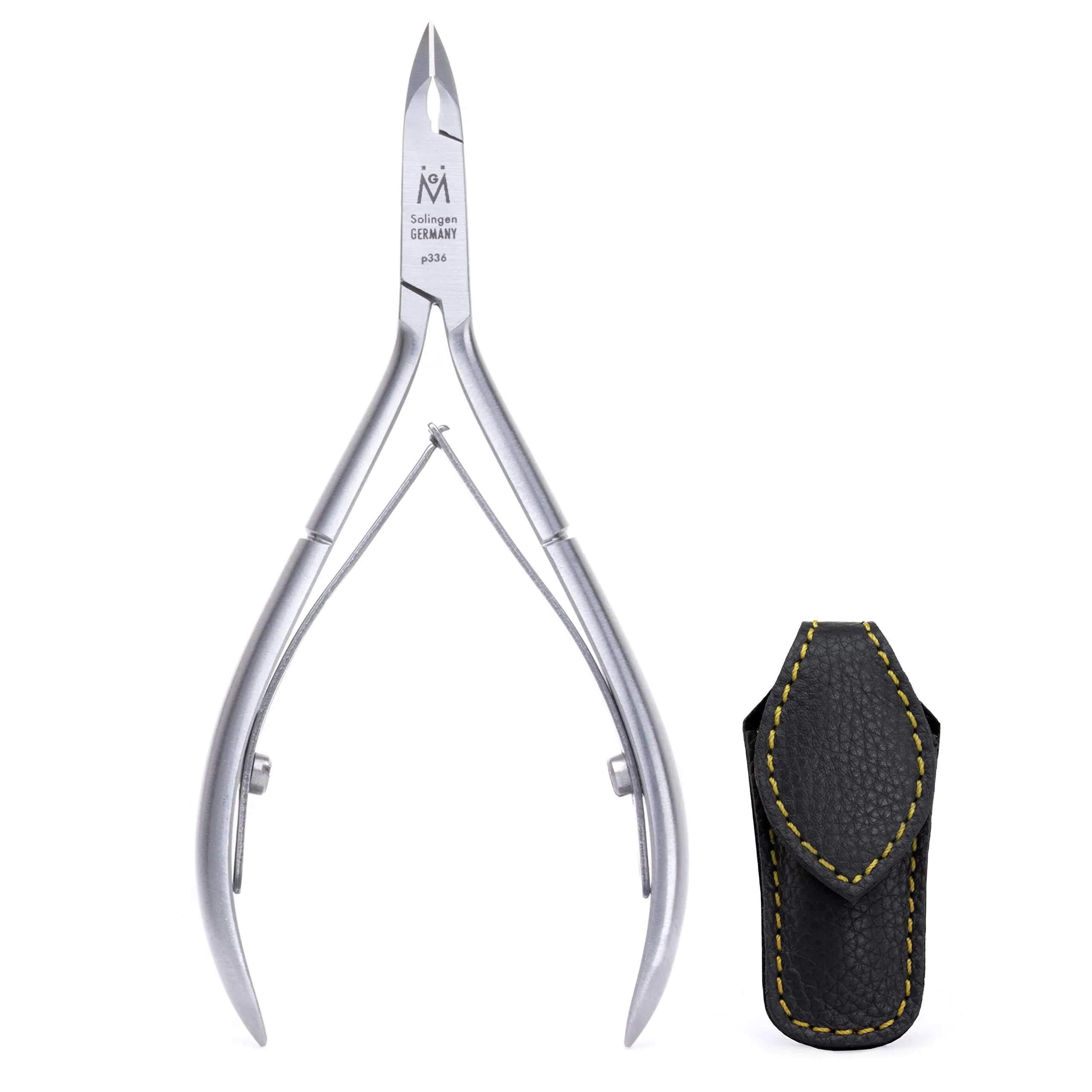 Detailed GERMANIKURE Luxury Cuticle Nipper in Leather Case Double Sharpened Ethically Made in Solingen Germany Natural