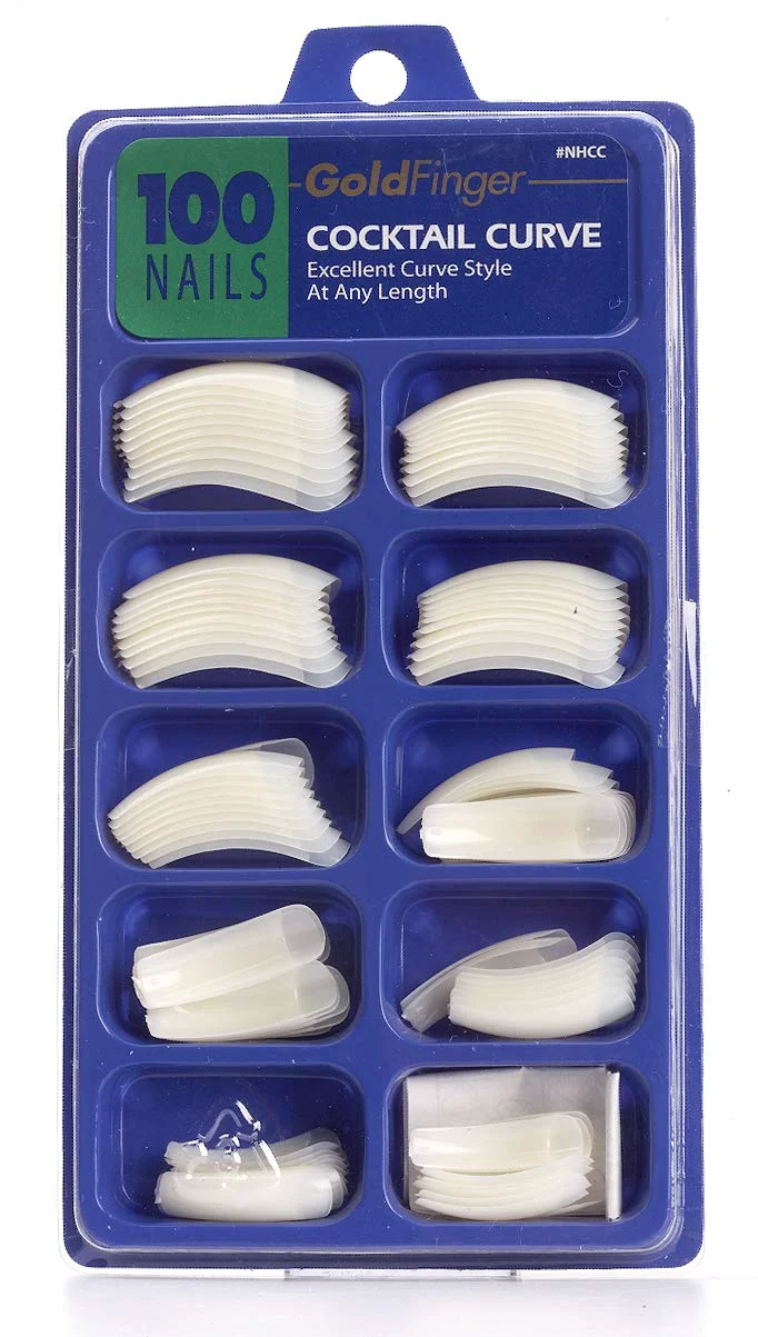 Organic Gold Finger 100 Acrylic Plain Nails 1 PACK Cocktail Curve Next-Generation