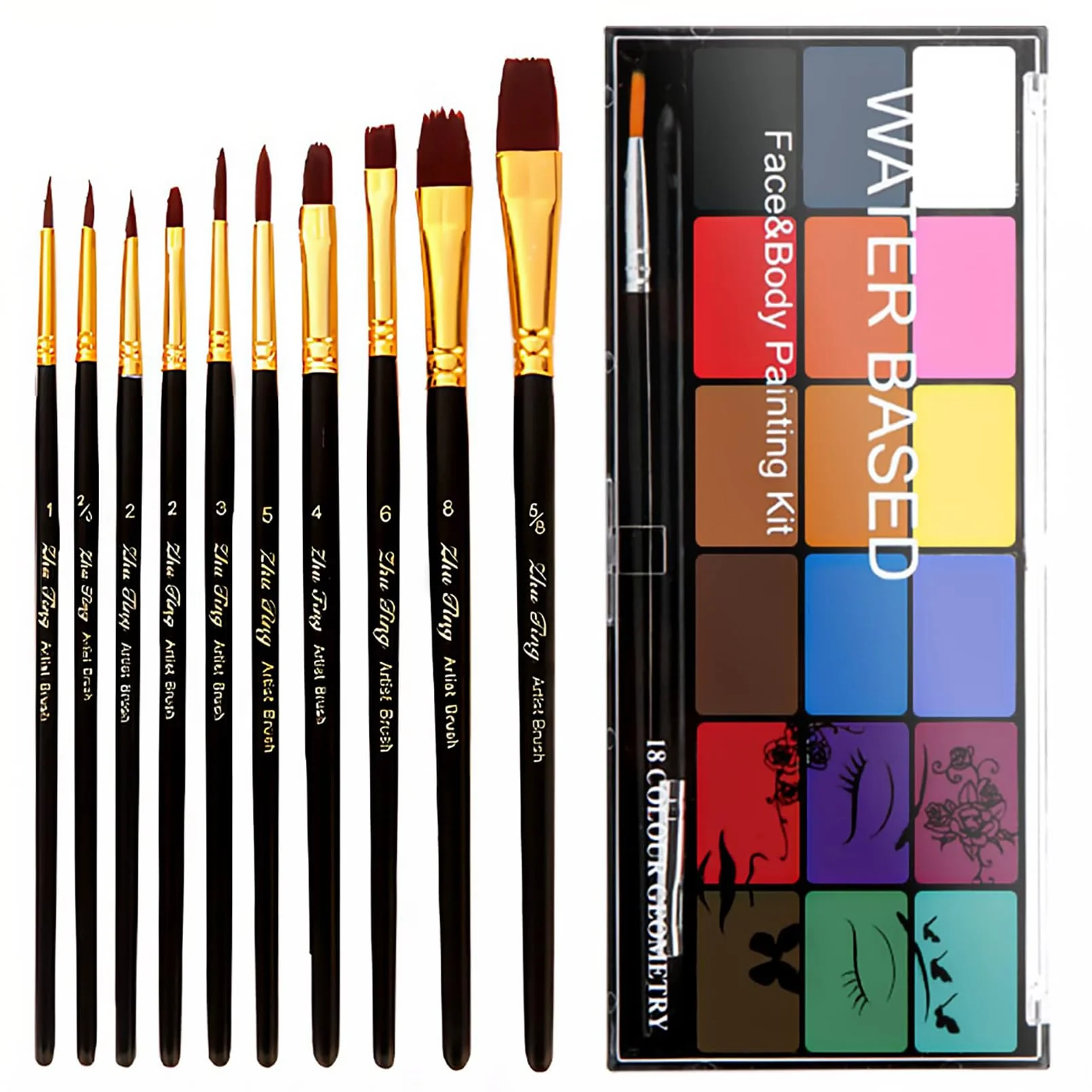 Reliable BRIMFULITE Face Painting Kit Non-toxic Body Paint Washable 18 Colors Facepaint Makeup Kit for Adults with 10 Face Paint Brushes for Halloween Party Artisan