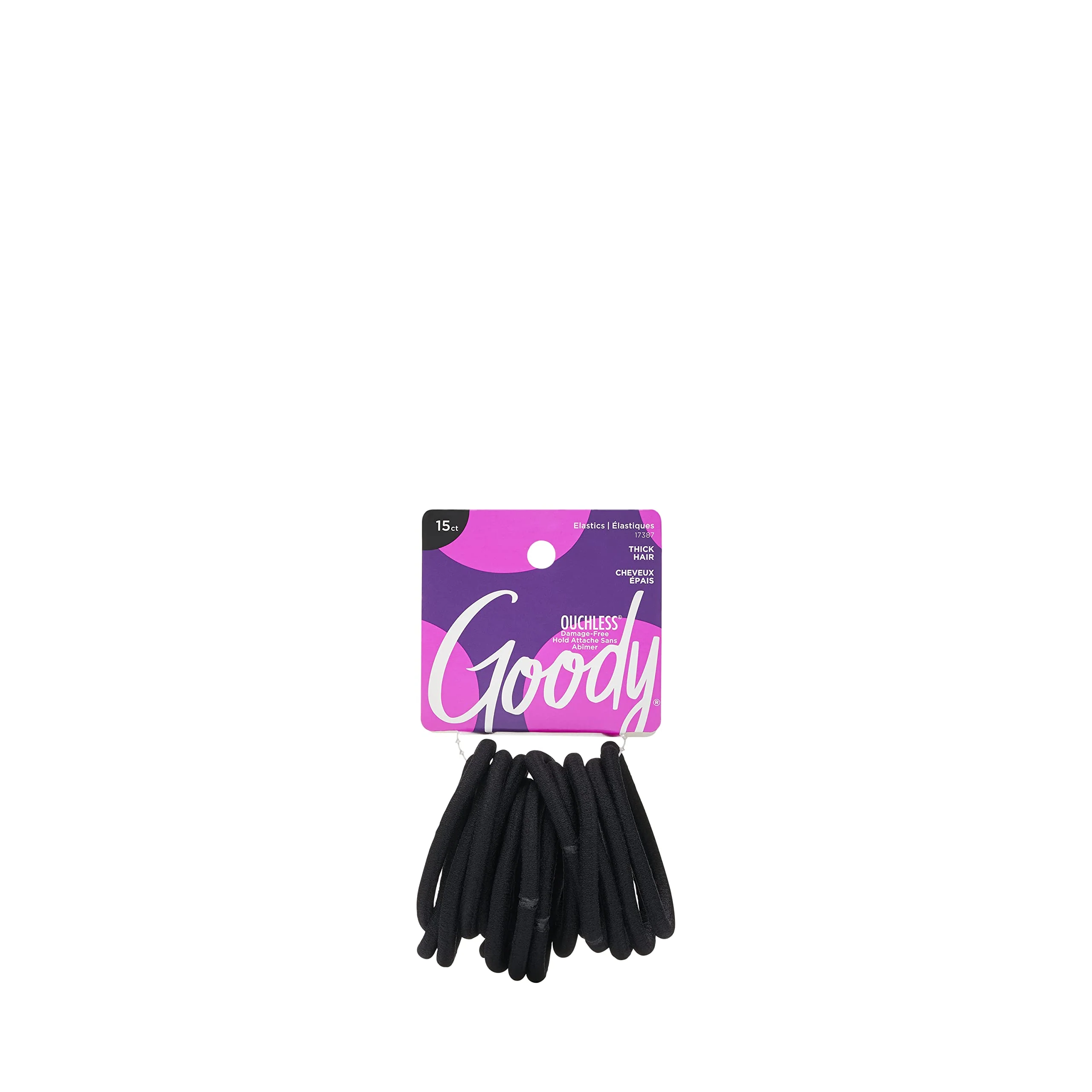 Contemporary Goody Super Stretch Thick Hair Black Elastics 15CT Refined
