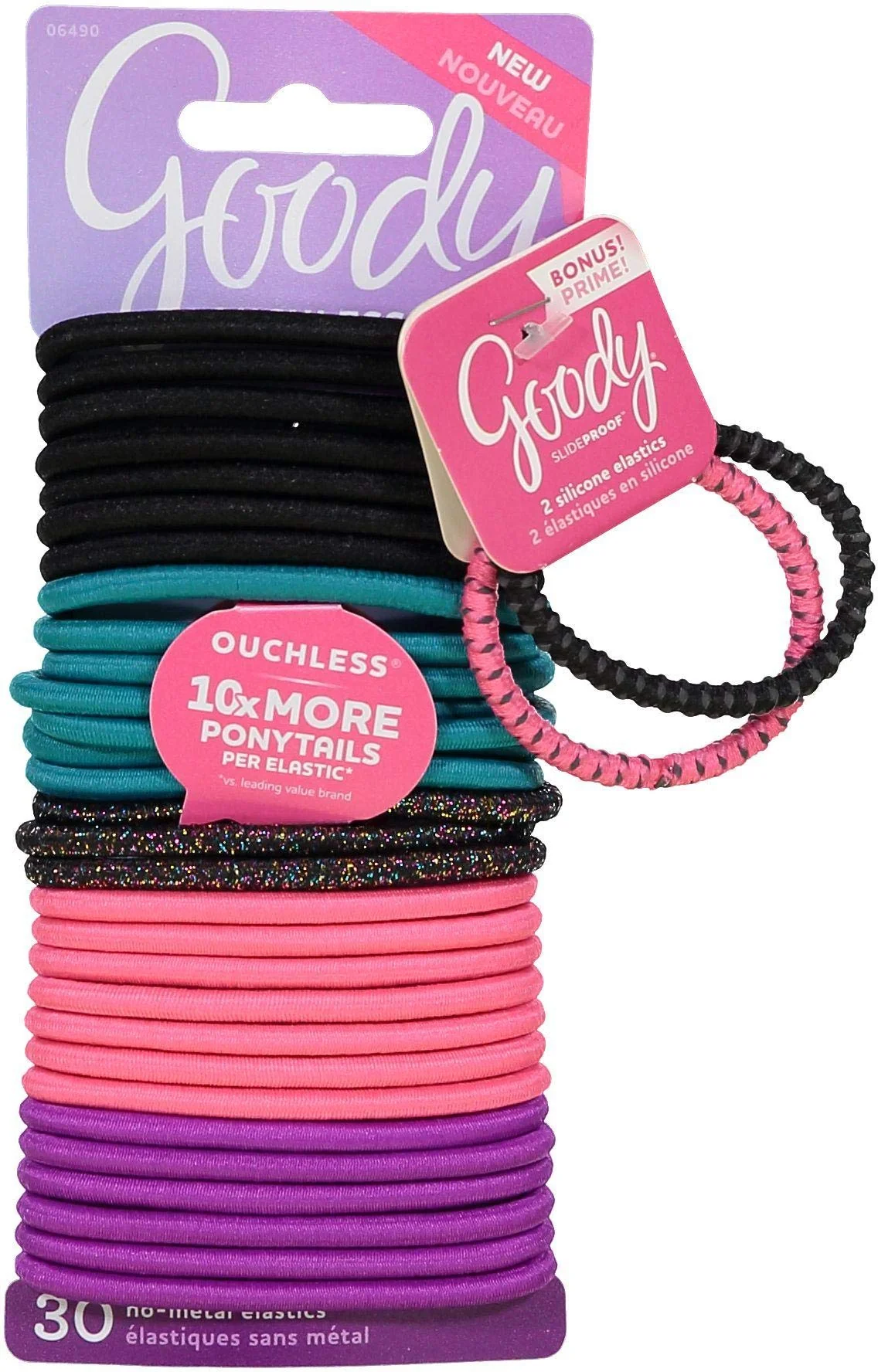 Soft Goody Women's Ouchless Braided Dark Multiglitter Elastics 30 Count Fashionable