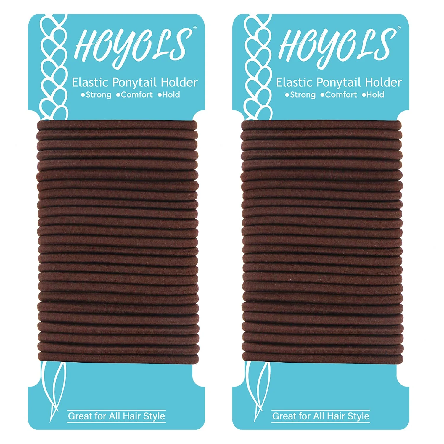 Solid HOYOLS Ponytail Holders Hair Ties No Metal Braided Bands Elastic Thick Tie for Women Thick Fine Curly Hair 50 Count 4mm 1 8 Inch Brown Sparkling Detailed