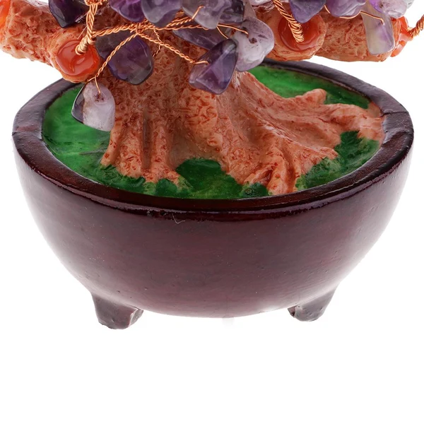Contemporary Max Mini Crystal Money Tree Bonsai Style Feng Shui Tree Home Office Decor Purple Premium