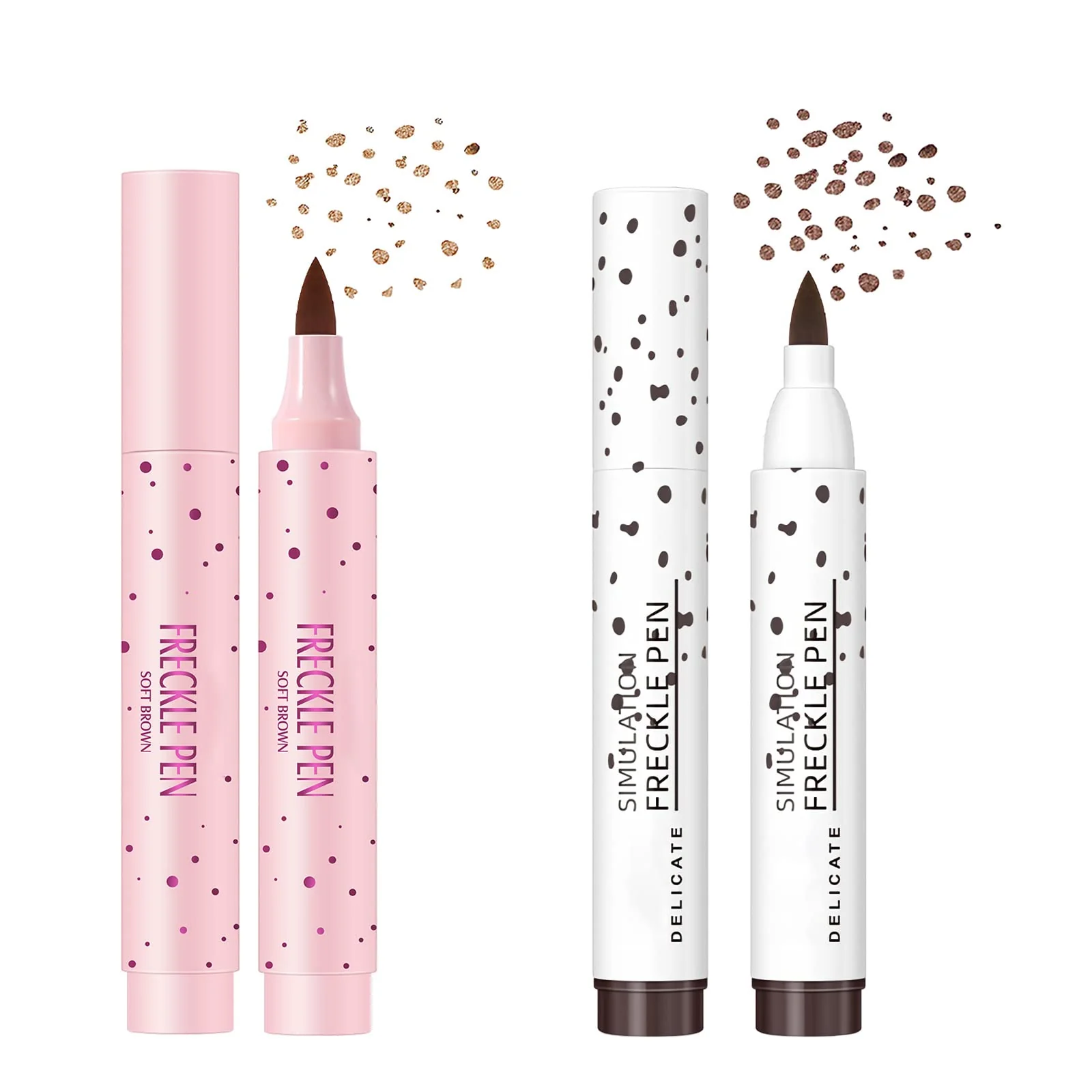 Certified SUMEITANG Lifelike Freckle Pen - 2 Colors Light Brown Dark Brown Waterproof Quick Dry Soft Dot Natural Fake Freckles Makeup Pen Traditional