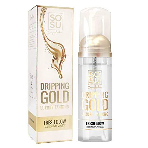 Lightweight SOSU Dripping Gold Tan Removal Mousse 5 Oz Enriched With Witamins A And E Easy-To-Use Formula Gently Effortlessly Tanning Remover Vegan Cruelty Genuine