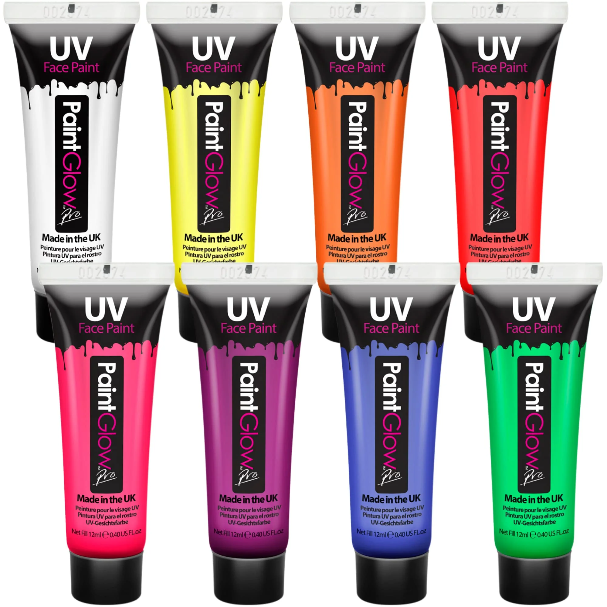 Sustainable UV Body Paint and Face Paint - 8 Colors - Blacklight Reactive Paints - Body Makeup Glows In the Dark for Black Light Parties Halloween Costume Verified