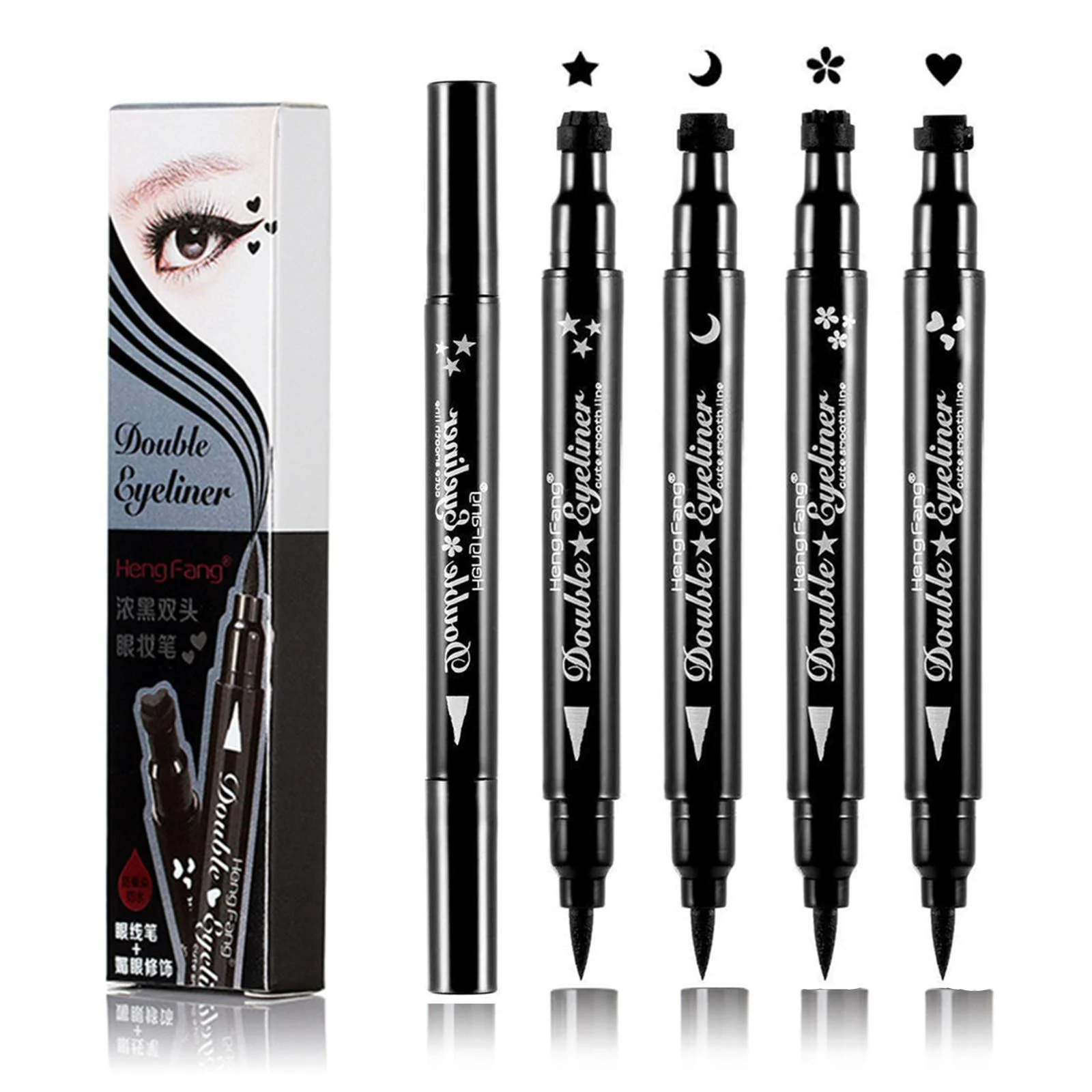 Environmentally Friendly LGSZGDCN Double-headed Eyeliner Stamp Winged Waterproof and Smudge proof 4 Pens Eyeliner Stamp. Wing Cat Eye Stamp Long Lasting Liquid Eye Comfortable