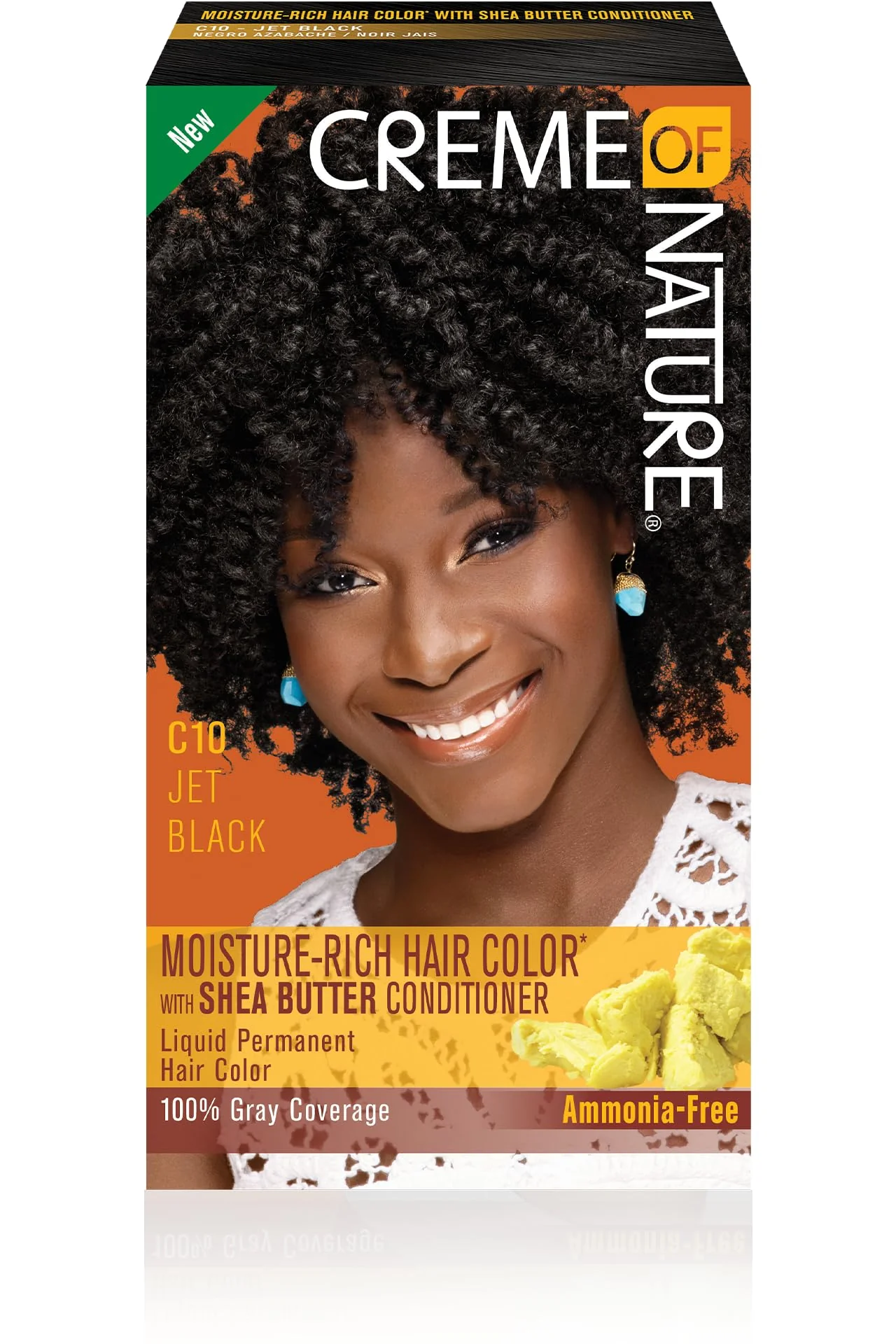 Verified Moisture Rich Liquid Hair Color by Creme of Nature C10 Jet Black with Shea Butter Conditioner 1 Application Smooth