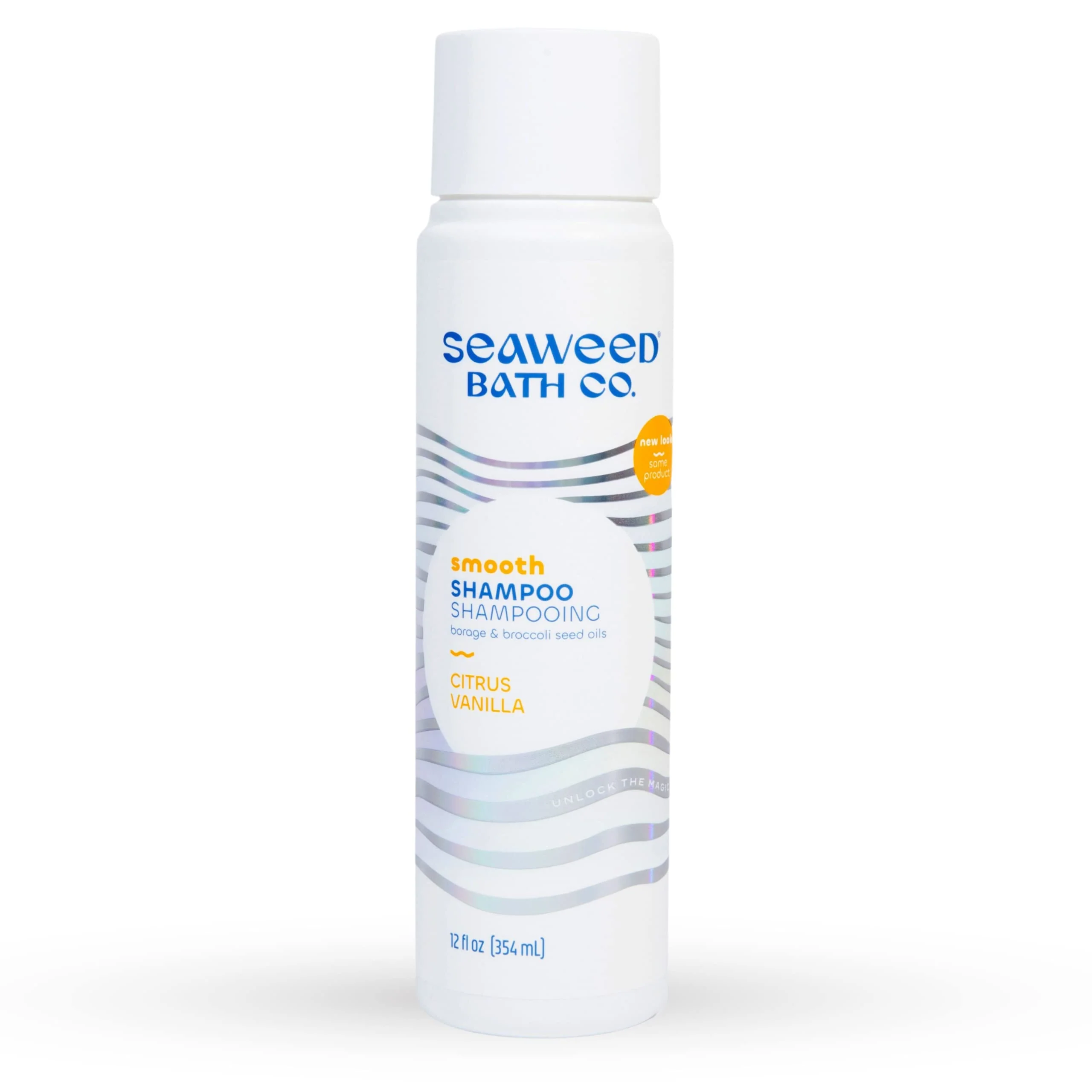 Relaxed Seaweed Bath Co. Smooth Shampoo Citrus Vanilla Scent 12 Ounce Sustainably Harvested Seaweed Borage and Broccoli Seed Oils For Curly and Frizzy Contemporary