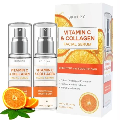 Environmentally Friendly Skin 2.0 Vitamin C Serum with Collagen - Anti-Aging Dark Spot Remover - Dermatologist Tested Korean Skincare for Brightening Acne - Clean Beauty Practical