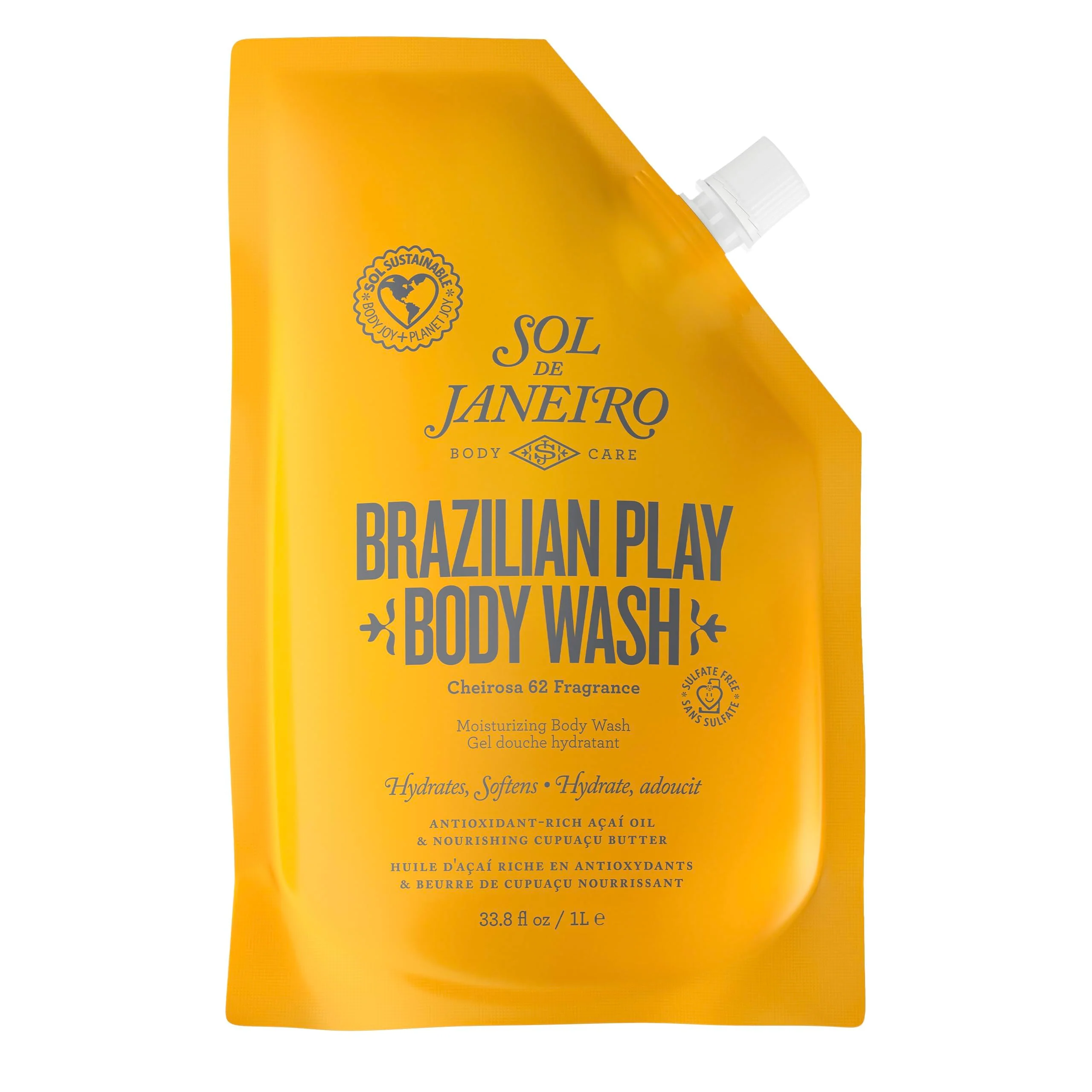 Artisan Sol de Janeiro Brazilian Play Moisturizing Shower Gel Body Wash Refill Pouch 33.8 fl oz. Flexible