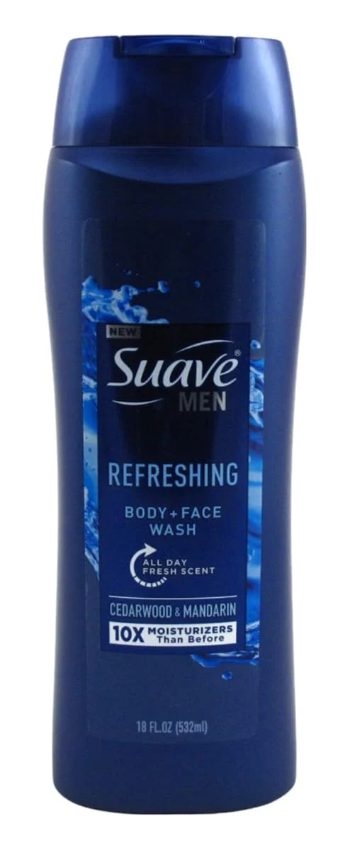Superior Suave Body Face Wash Men 18 Ounce Refreshing Cedarwood Pack of 2 Fine Crafted