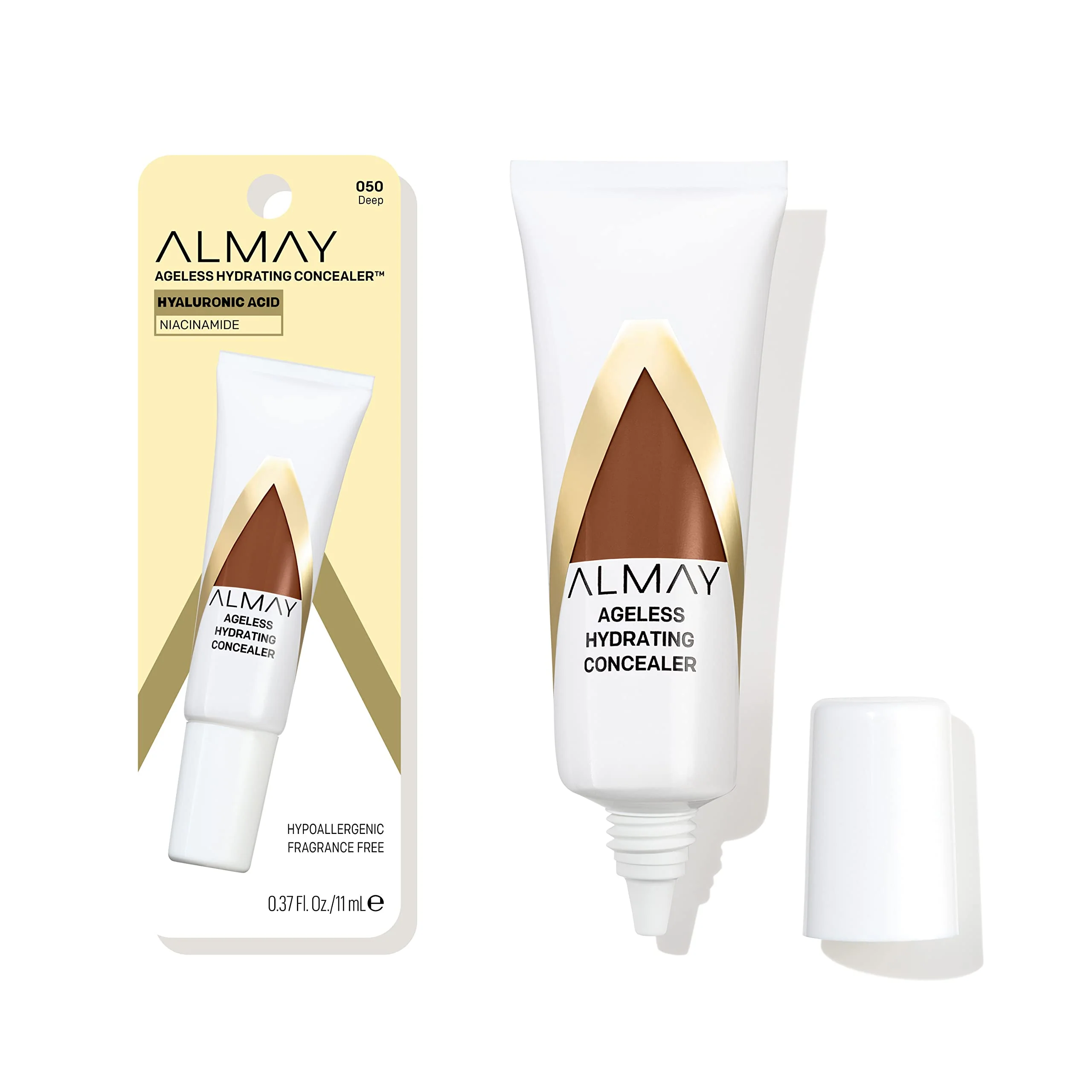 Unique Almay Anti-Aging Concealer Face Makeup with Hyaluronic Acid Niacinamide Vitamin C E Hypoallergenic-Fragrance 050 Deep 0.37 Fl Oz Pack Trendy
