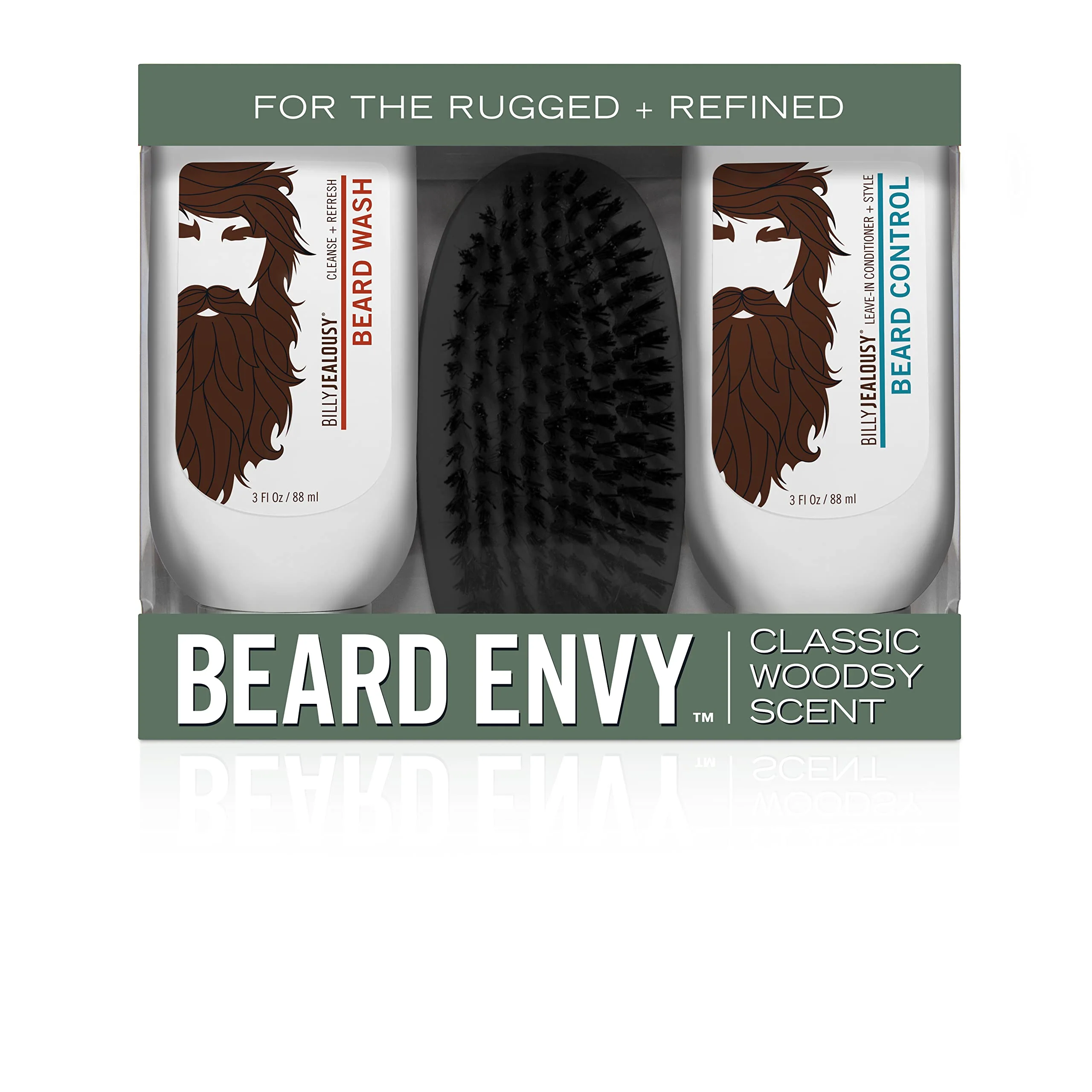 Verified Billy Jealousy Beard Envy Facial Hair Refining Kit with Beard Wash Facial Hair Control and Boar Bristle Brush for Clean Hydrated Soft Sustainable