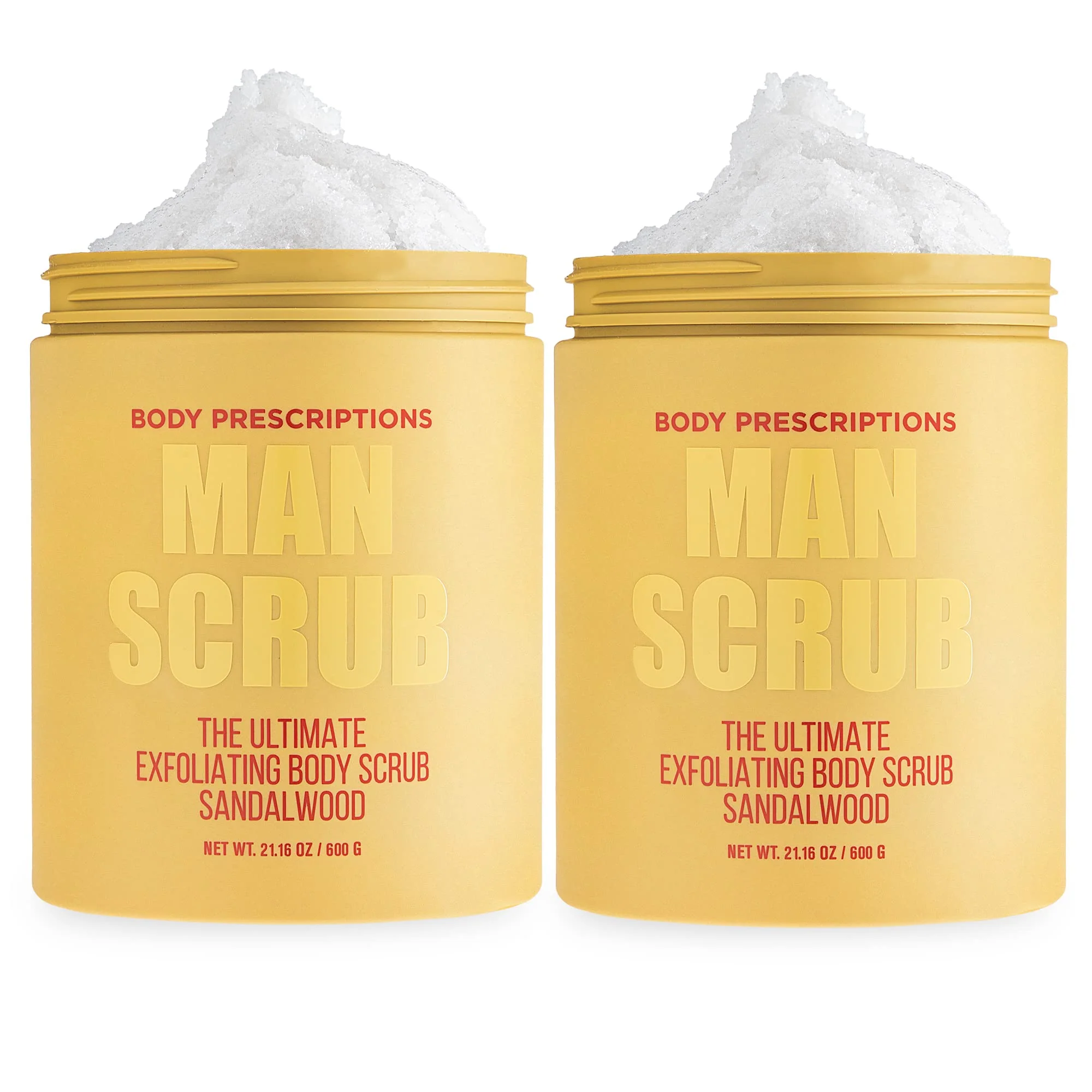 Powerful Body Prescriptions Men s Exfoliating Body Scrub - Skin Cleansing Wash in Jar with Twist-Top Lid For All Skin Types 21 Ounce Pack of 2 Smooth