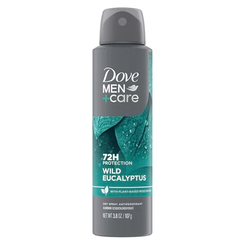 Pure Dove Men Care Antiperspirant Dry Spray 72H Protection Eucalyptus Birch With a Plant-Based moisturizer 3.8 OZ Expertly Made