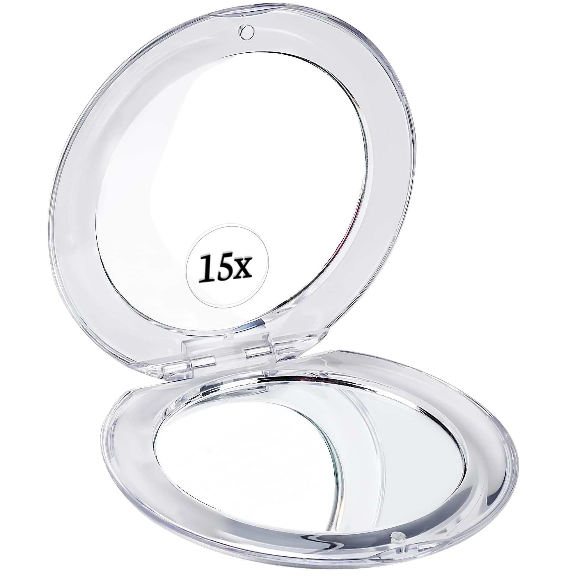 First-Class MIRRORVANA Small Compact 15X Magnifying Travel Makeup Mirror - Lightweight Handheld and Foldable Design - Mini Pocket-Sized Magnified Mirror Versatile