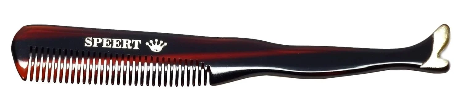 Comfortable Speert 1619 Handmade Wide Tooth Mustache Comb - Small Tortoise Havana Acetate Coarse Hair Pocket Sized Grooming Tool Tangle Straightener Powerful