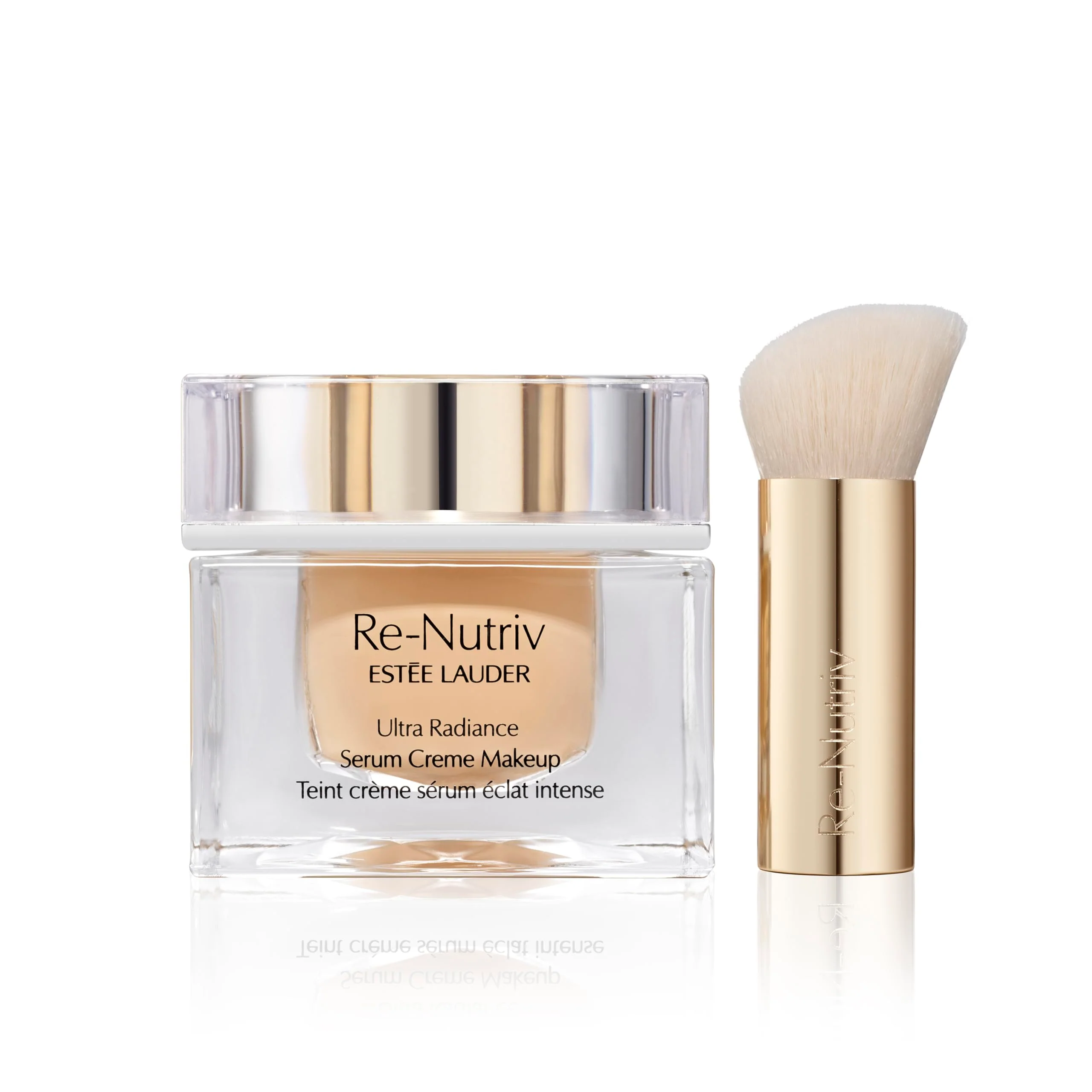 Authentic Estée Lauder Re-Nutriv Ultra Radiance Serum Creme Makeup Luxury Foundation with Hyaluronic Acid 12-Hour Wear Hydration 1W0 Warm Porcelain 1 Fl Green