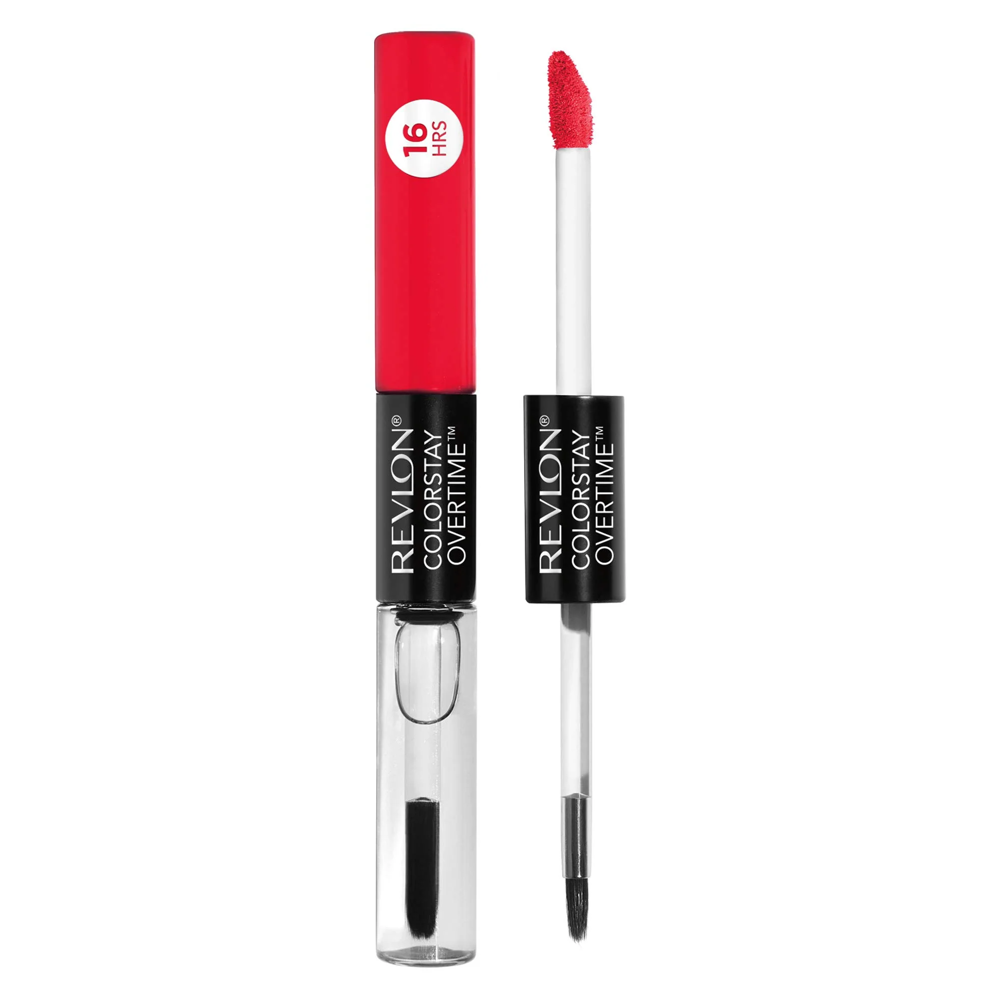 Premium Material Revlon Liquid Lipstick with Clear Lip Gloss ColorStay Face Makeup Overtime Lipcolor Dual Ended with Vitamin E in Red Coral Cherry Time 580 Innovative