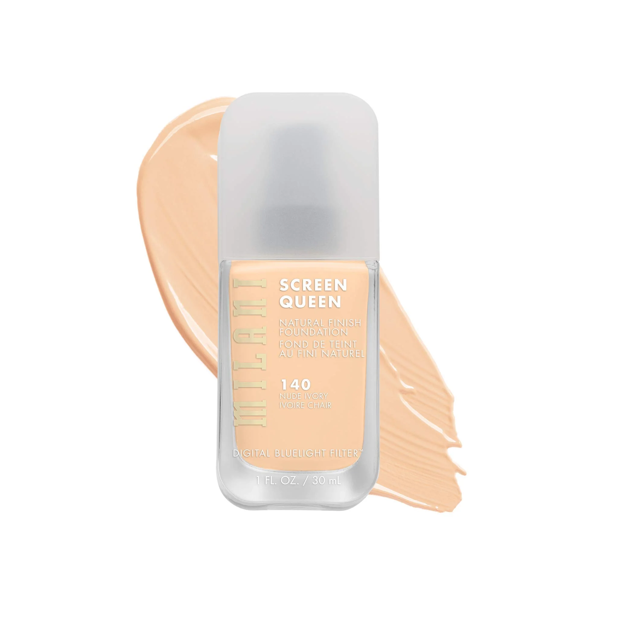 Reusable Milani Screen Queen Liquid Foundation Makeup - Cruelty Foundation With Digital Bluelight Filter Technology Nude Ivory Artisan