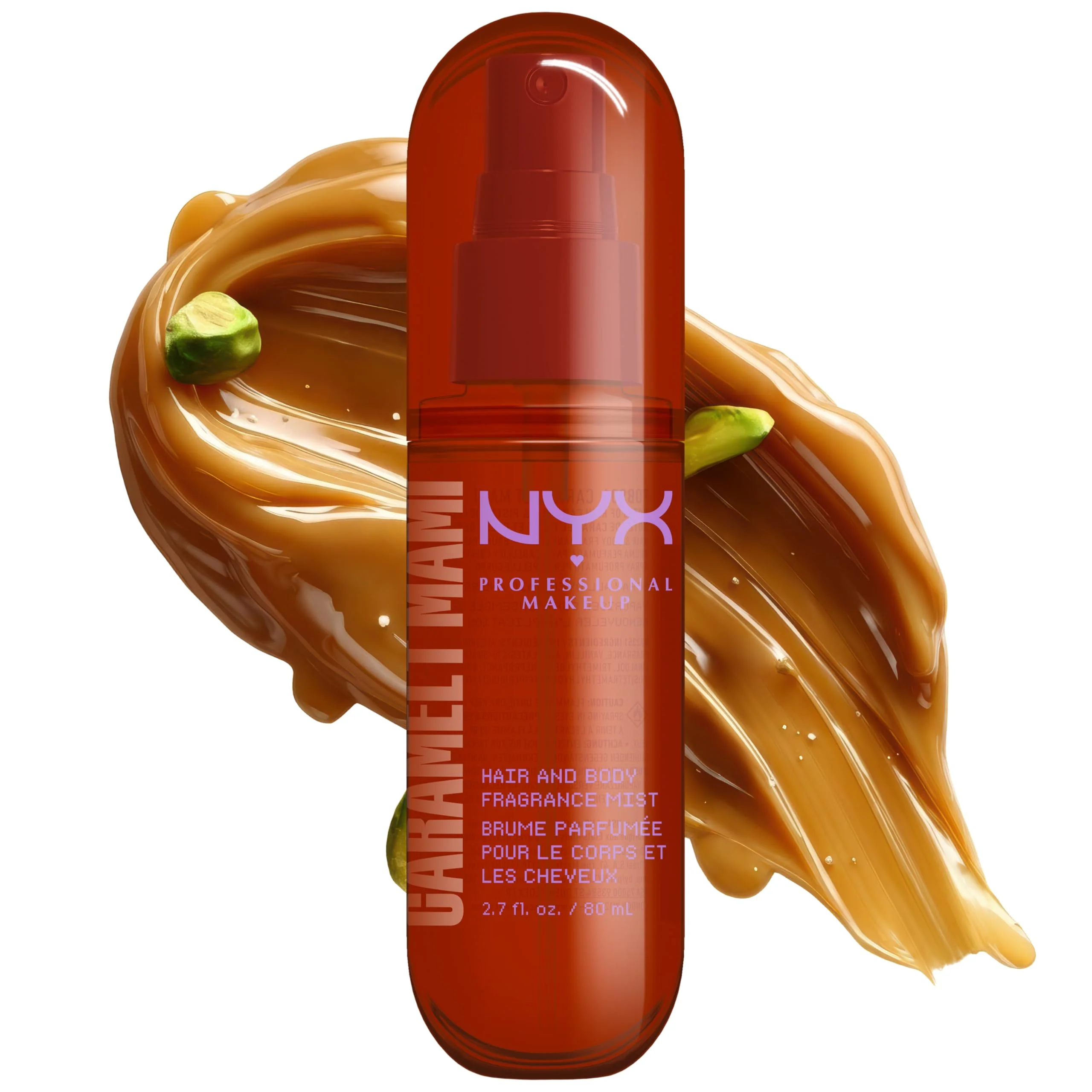 Top-Quality NYX PROFESSIONAL MAKEUP Fat Oil Fragrance Mist Perfume in Caramelt Mami Caramel Scented Long Lasting Hair Body Spray With Brown Sugar Pistachio Long-Lasting
