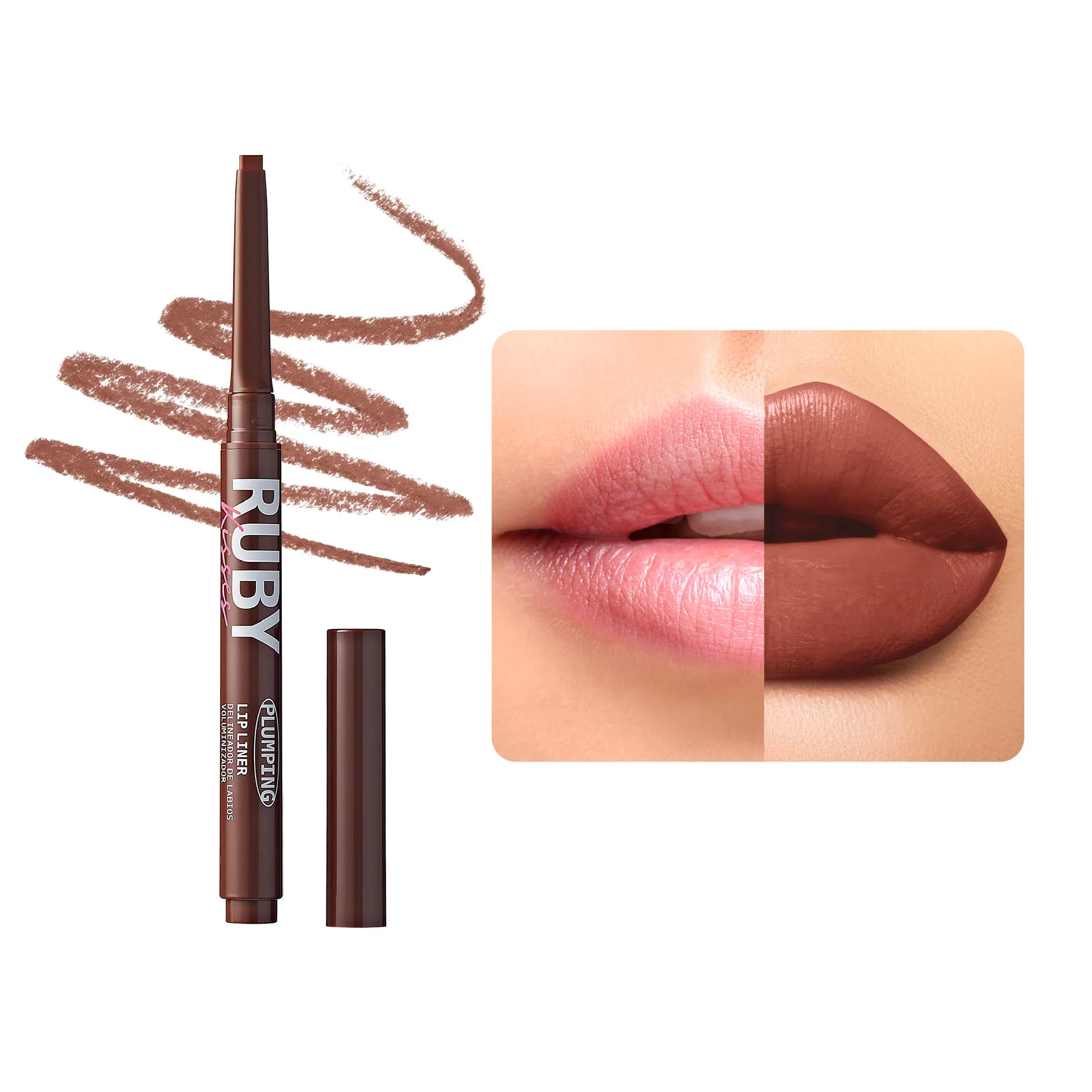 Breathable Ruby Kisses Plumping Effect Lip Liner Semi Matte Smudge Proof High Pigment Medium to Full Coverage Makeup Precise Tip Bold Color Lip Plumper Selected