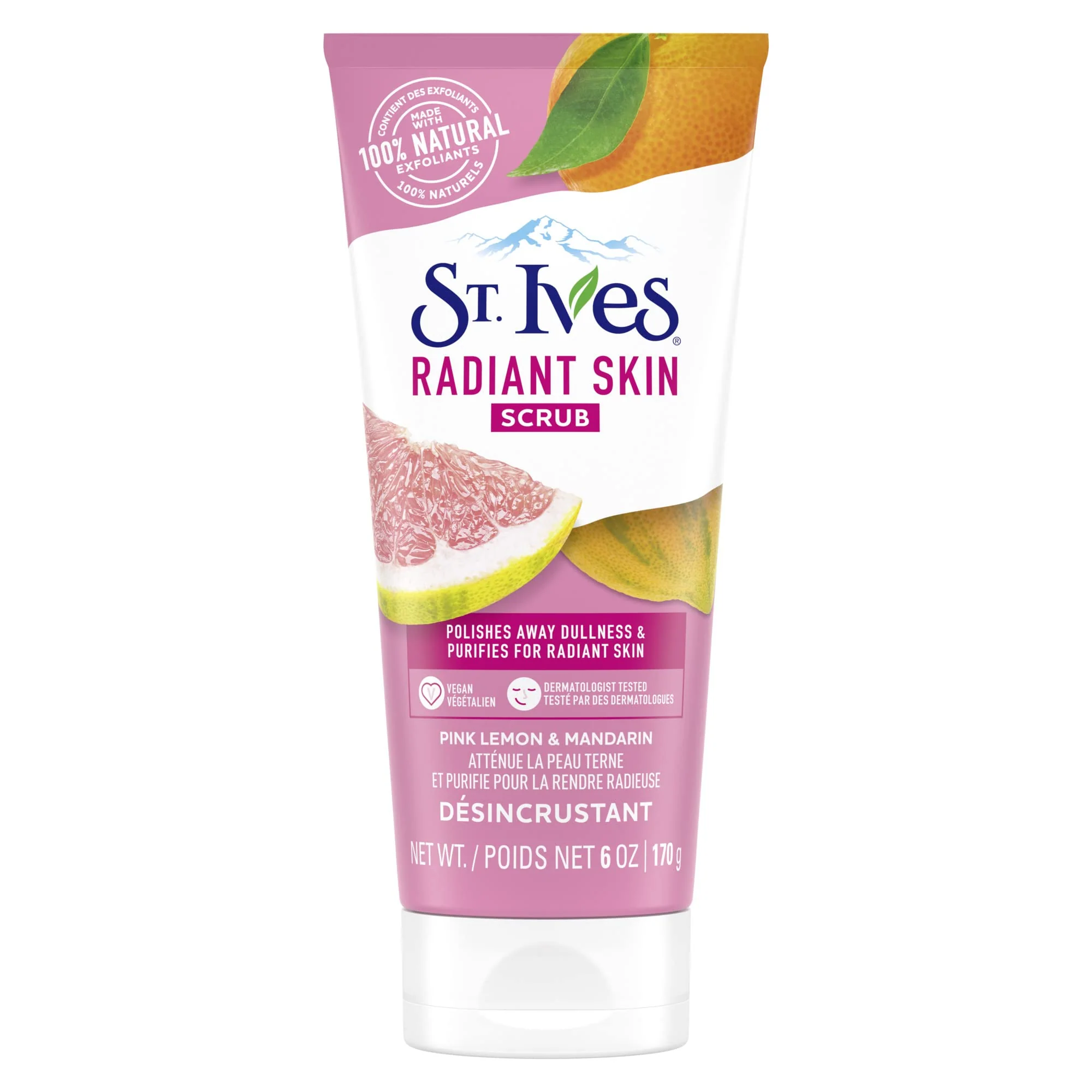 Convenient St. Ives Radiant Skin Face Scrub Pink Lemon and Mandarin Orange 6 OZ Easy-to-Use