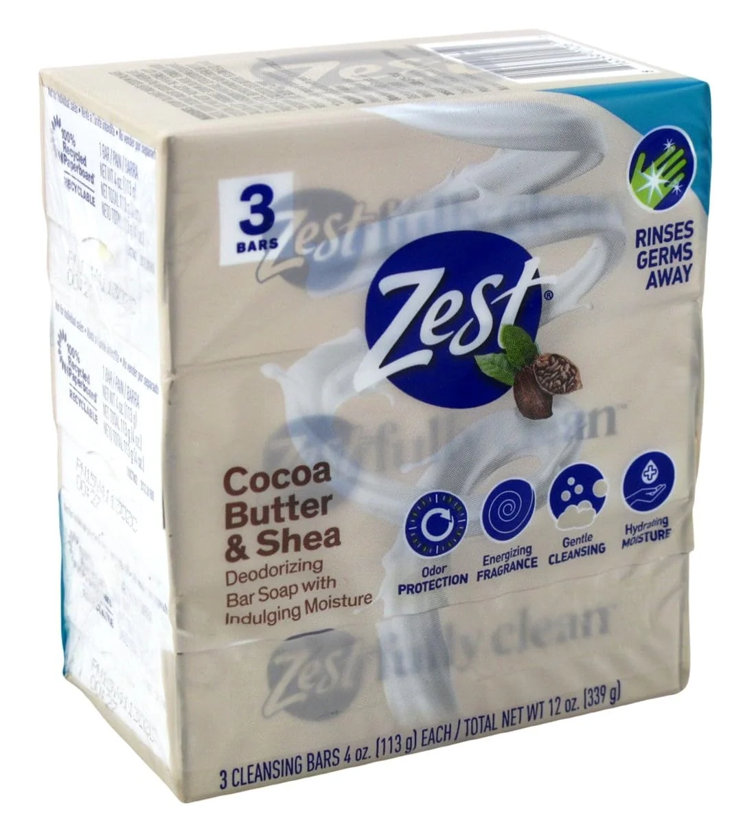 Premium Material Zest Bath Bars Cocoa Butter Shea bars 3 ea Chocolate 4 Fl Oz Trendy