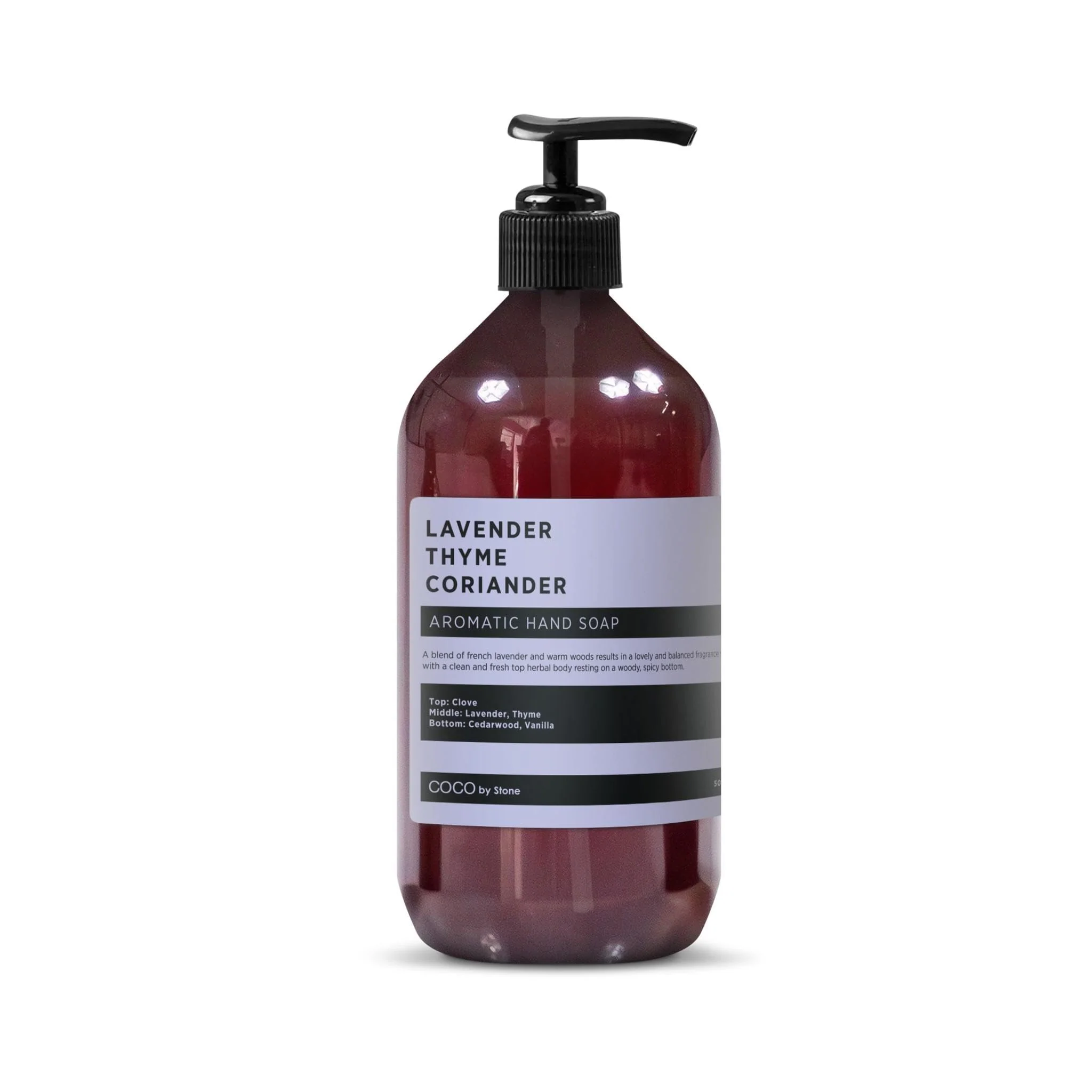 Reusable COCO by Stone 16oz Hand Soap Lavender Thyme Coriander Essential Oil - Soothing Castile Formula with Pure Essential Oils and Naturally Derived Genuine