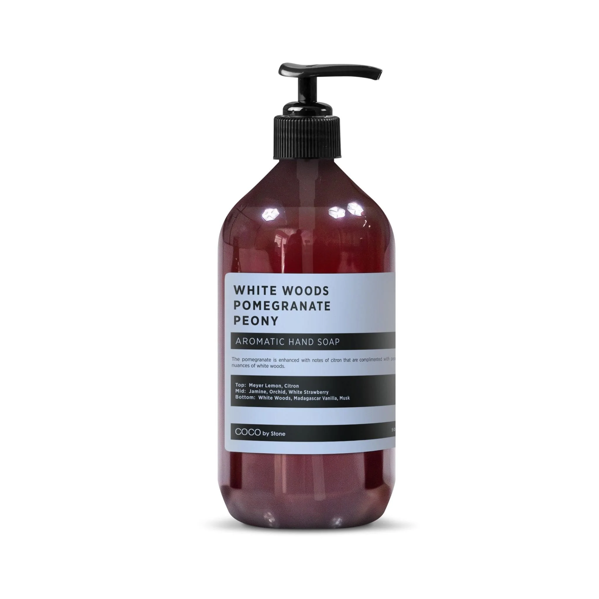 Crafted COCO by Stone 16oz Hand Soap White Woods Pomegranate Peony Inspired by Aria Hotel - Castile Soap for Soft Cleansing and a Floral-Fruit Vegan Trusted