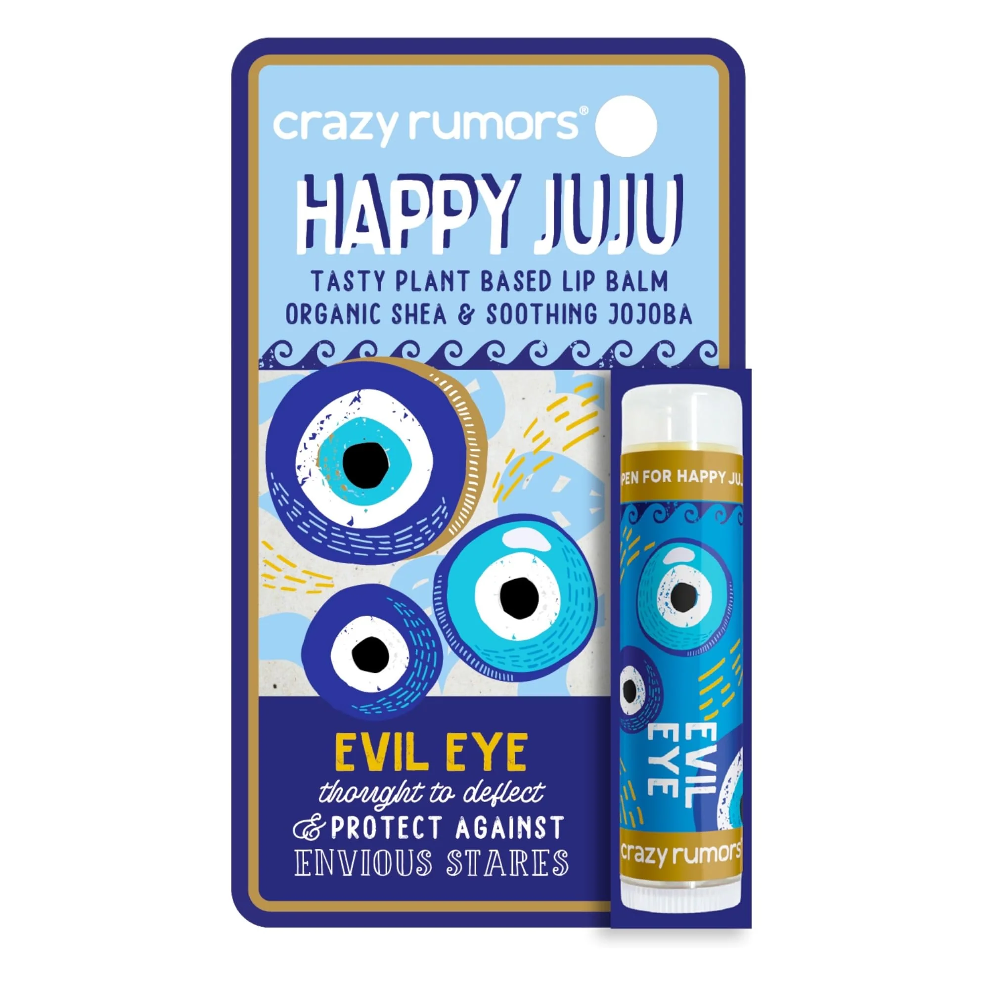 Next-Generation Crazy Rumors Happy Juju All Natural Plant-Based Lip Balm with Organic Shea Jojoba 1 Pack Evil Eye Lightweight