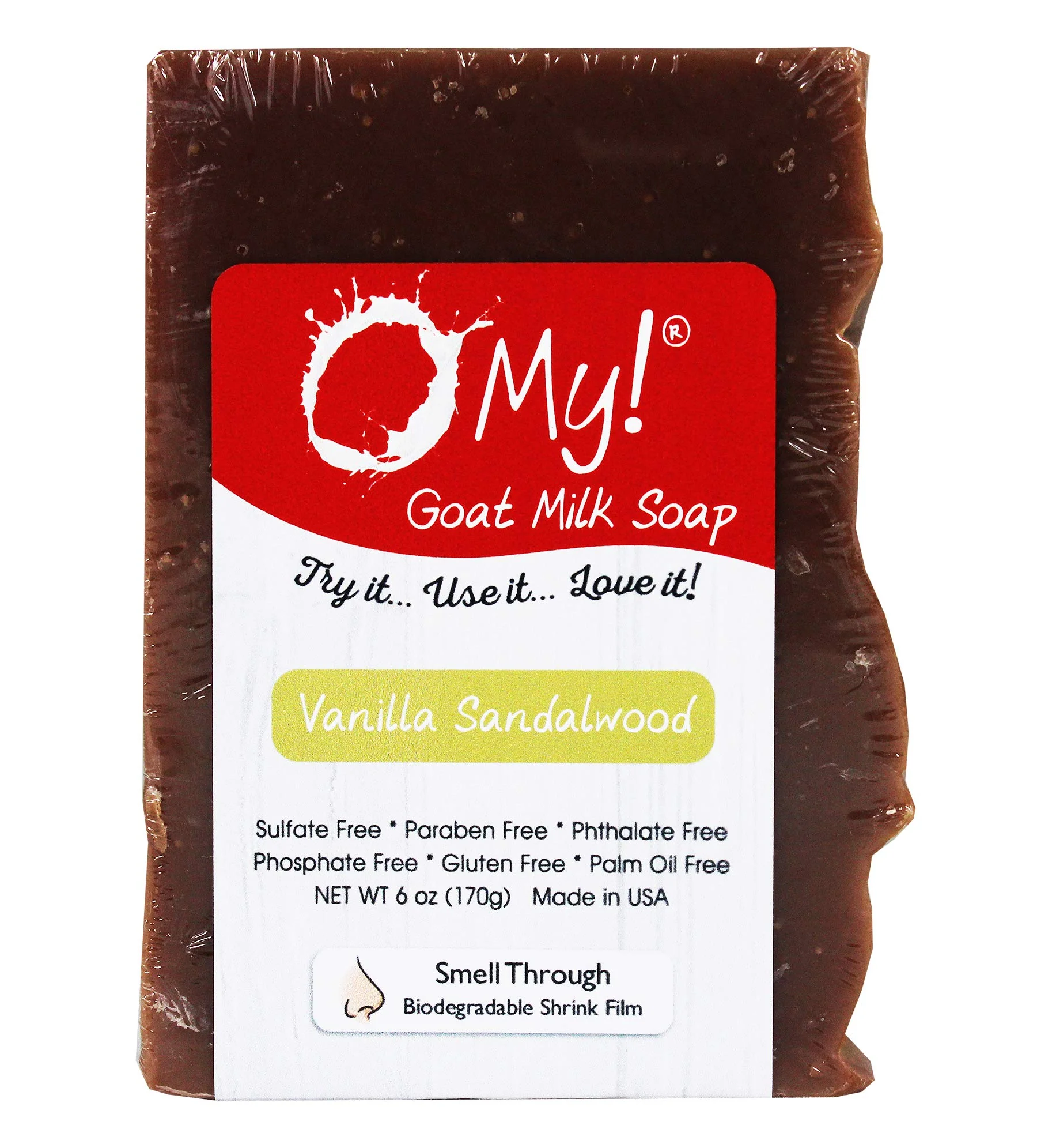 Lightweight O My Goat Milk Soap 6oz Bar - Vanilla Sandalwood Made with Farm-Fresh Goat Milk Moisturizes dry skin Gently Exfoliates Paraben Leaping First-Class