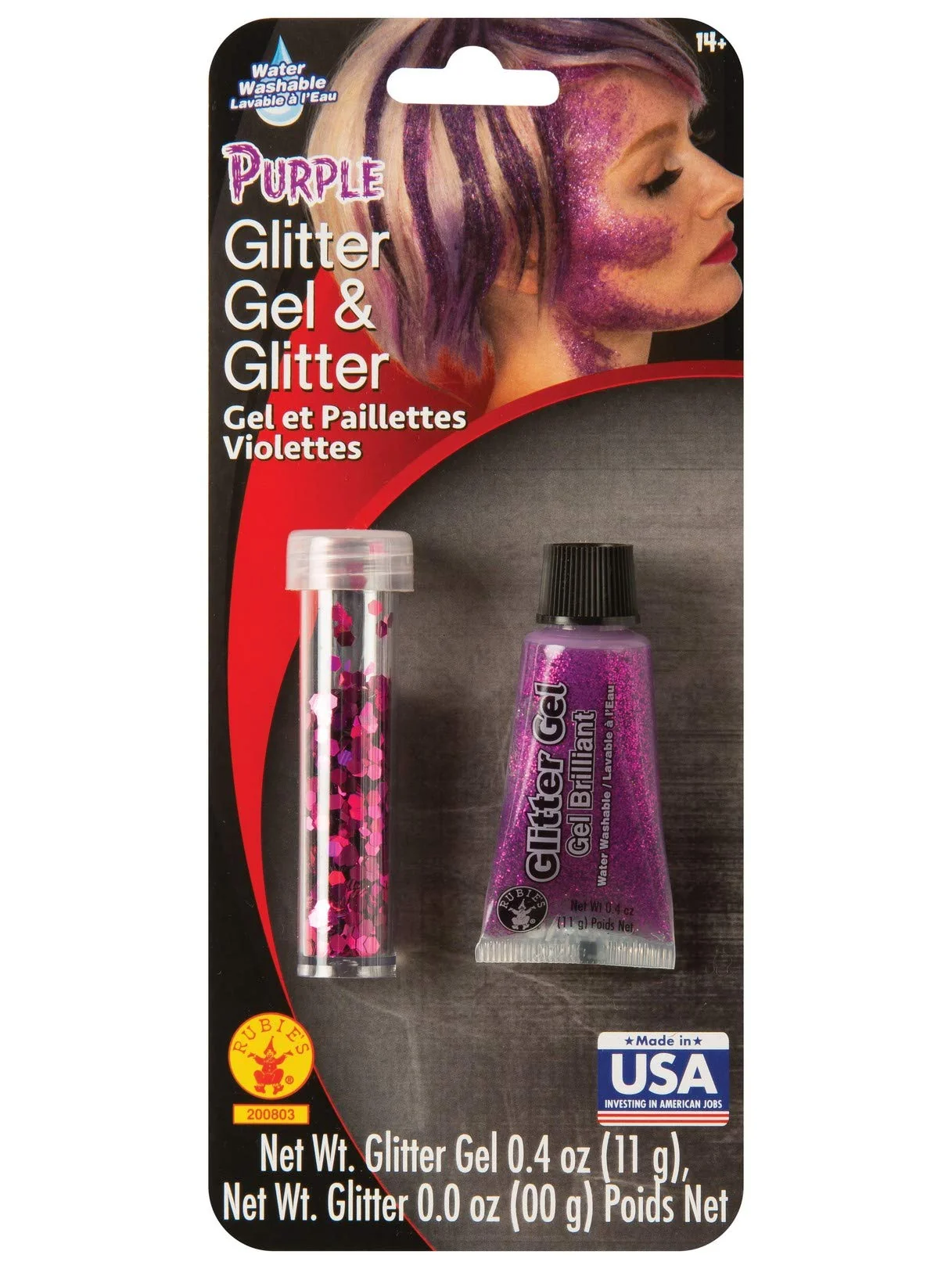 Expertly Made Rubies Chunky Purple Loose and Gel Glitter Makeup Set .4 Ounces Excellent