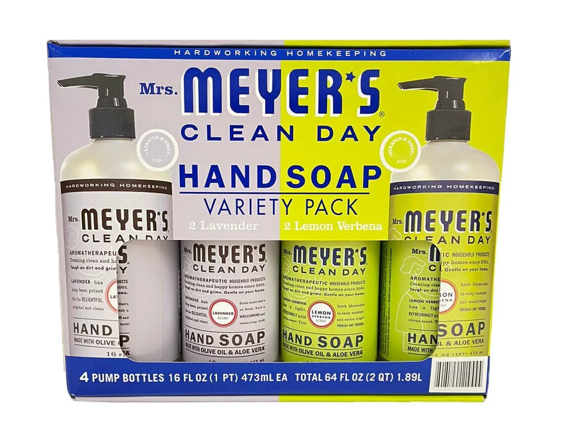 Advanced Mrs. Meyers Clean Day Hand Soap Variety Pack 16 Fl Oz 4 Pack Net Wt 64 Fl Oz 64 Oz Smart
