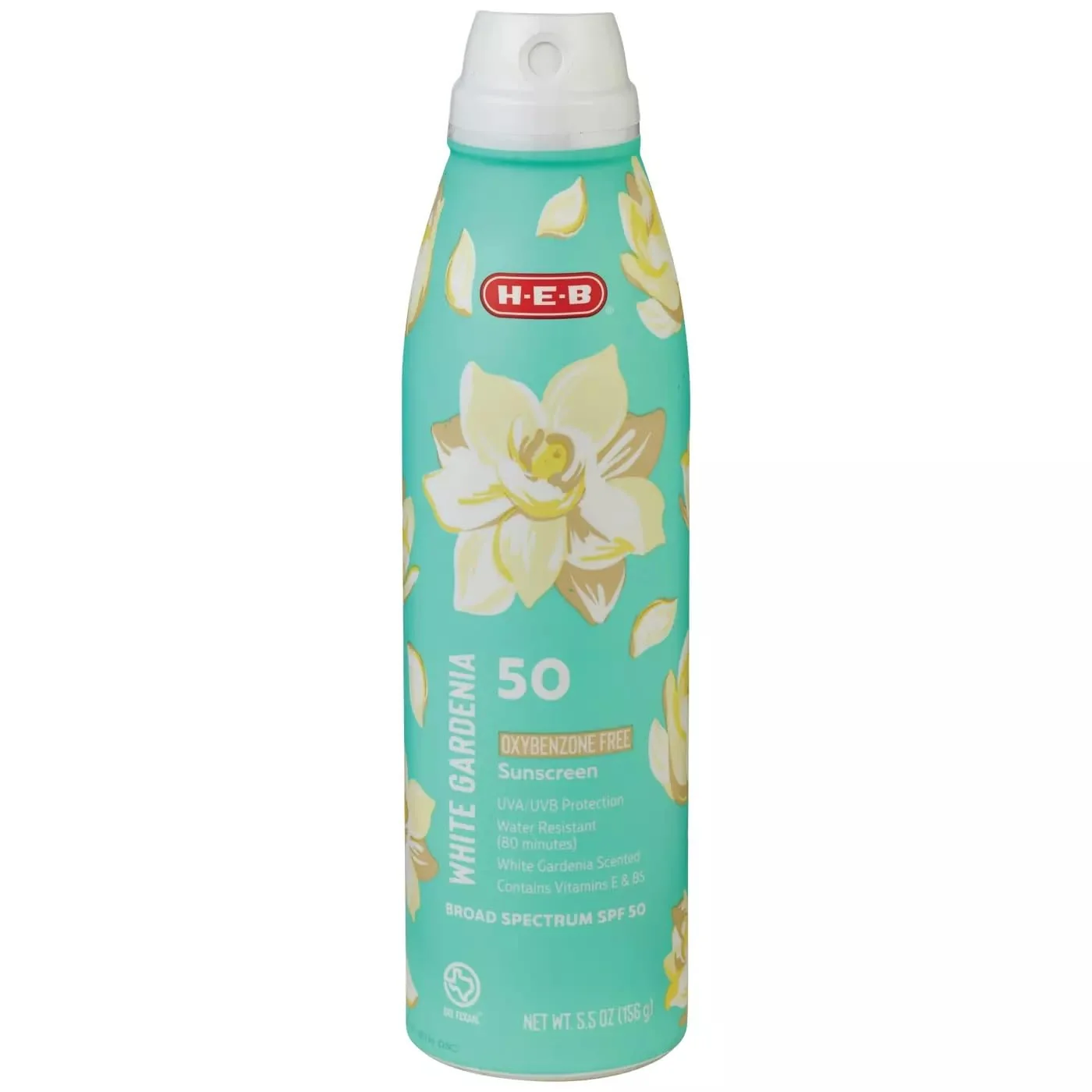 High-Grade HEB White Gardenia Sunscreen Spray Oxybenzone SPF 50 5.5 oz First-Class