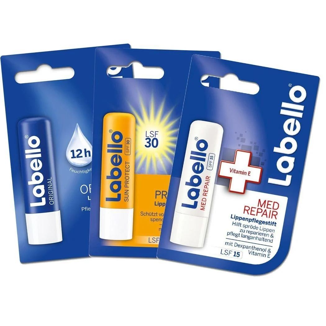 Luxury Labello Lib Balm 1x 1x MED Repair 1x Sun Protect LSF 30 Bundle Convenient
