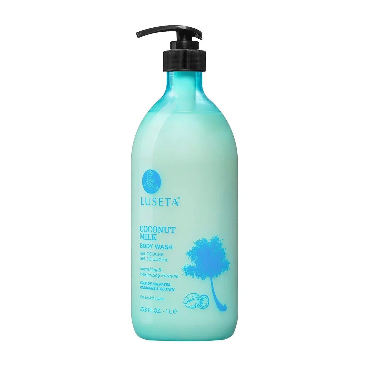 Crafted Luseta Coconut Milk Body Wash Gentle Soap- Body Cleanser Deeply Moisturizes for Dry Skin 33.8oz Elegant