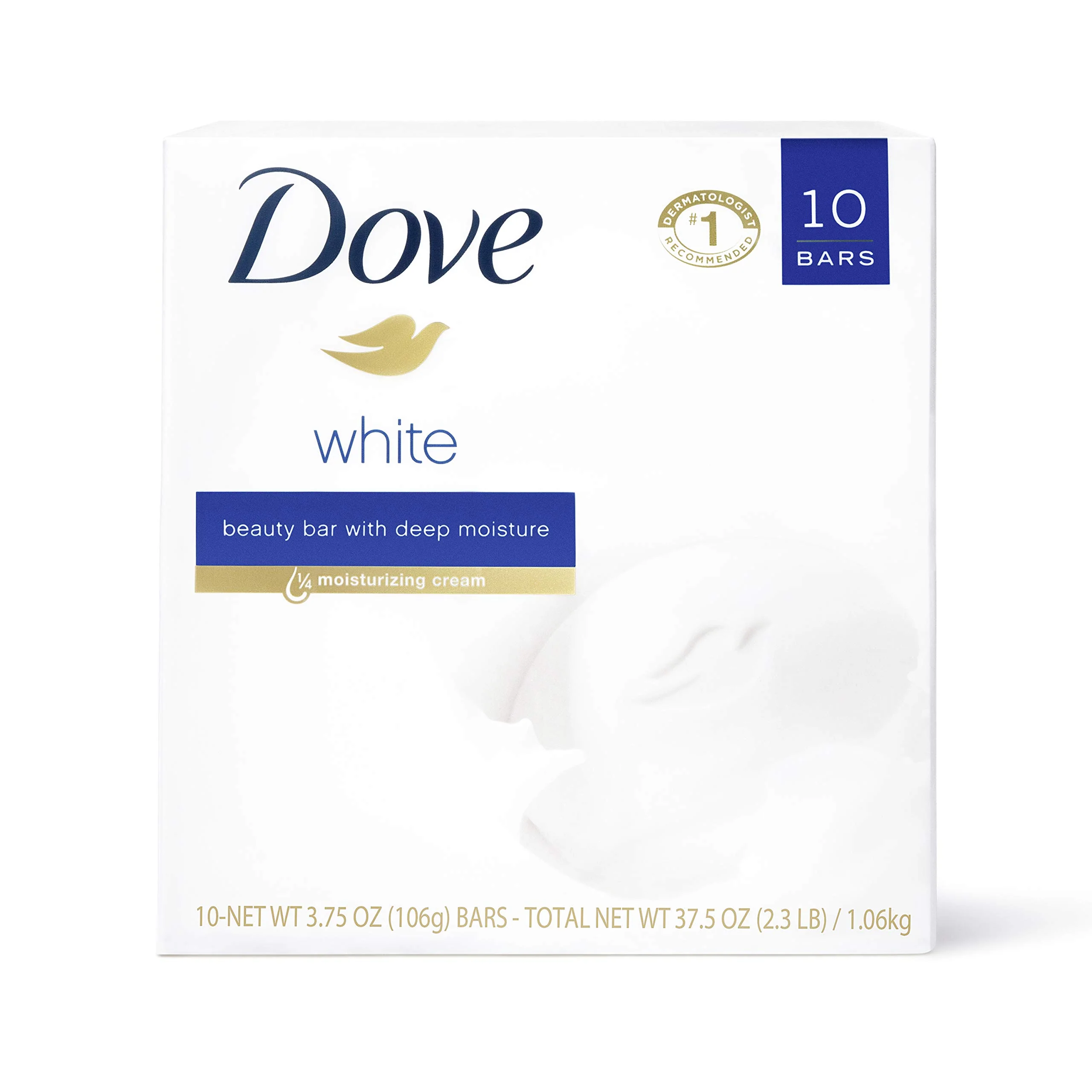 Professional Dove Beauty Bar More Moisturizing than Bar Soap White Effectively Washes Away Bacteria Nourishes Your Skin 3.75 oz 10 Bars Certified