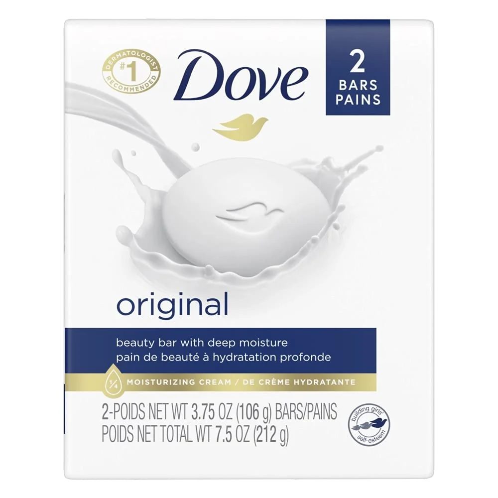 Sustainable DOVE Beauty Bar White 4 oz 2 Bar Detailed
