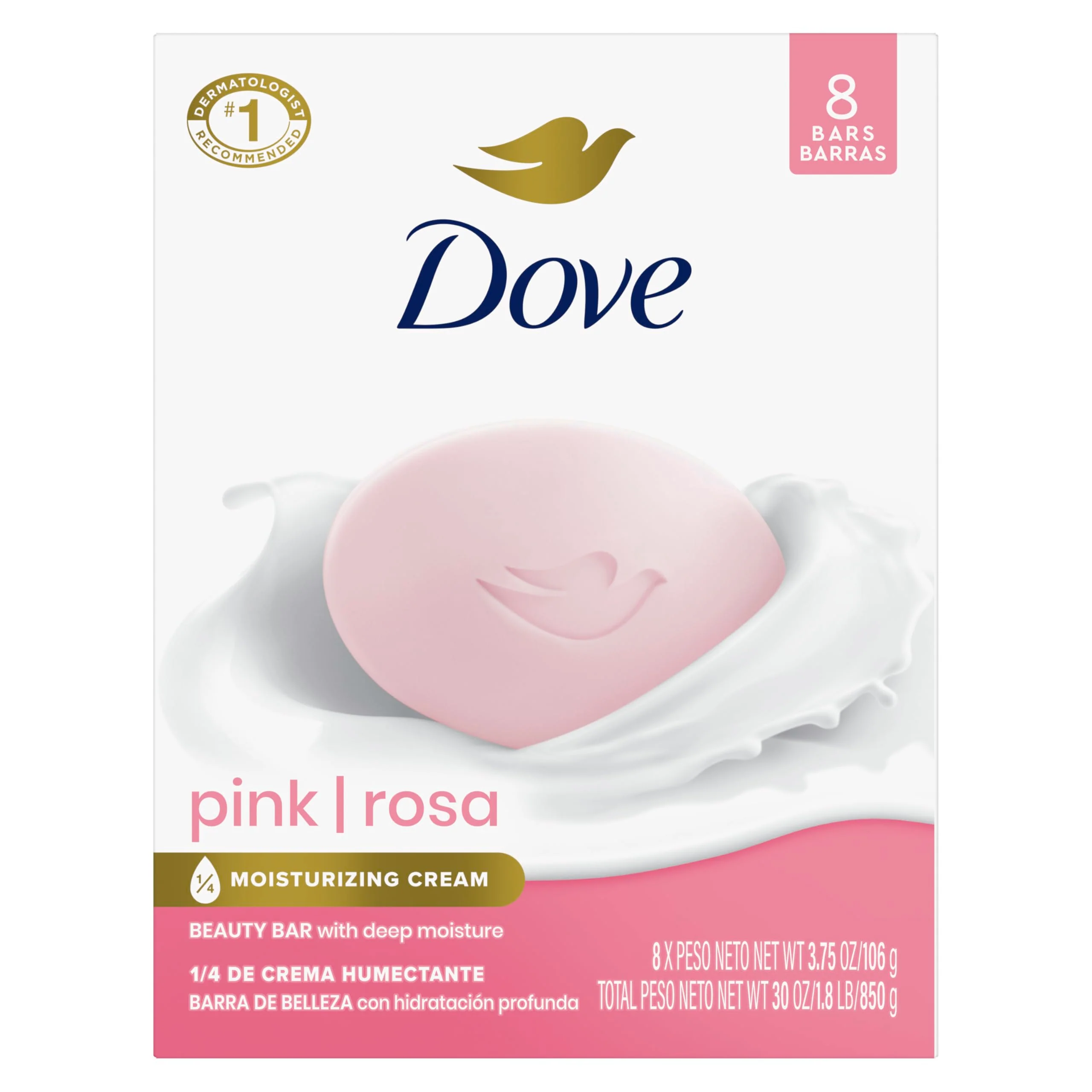 Green Dove Beauty Bar Soap Pink Rosa 8 Bars for Soft Smooth Skin Cleans Moisturizes 3.75 oz Trendy