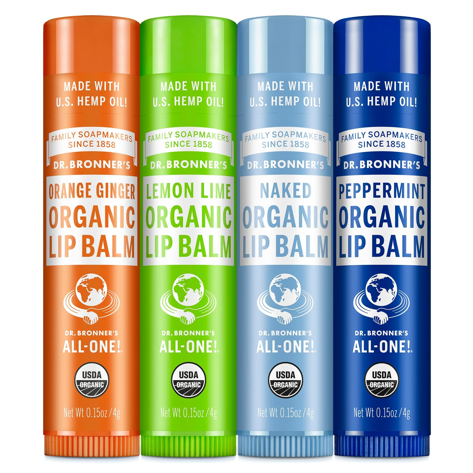 User-Friendly Dr. Bronner's - Organic Lip Balm Variety Peppermint Orange Ginger Naked Lemon Lime - Made with Organic Beeswax and Avocado Oil For Dry Lips Professional