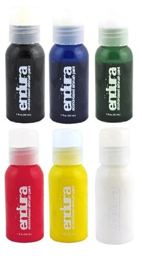 Sustainable Endura Airbrush Body Art Paint Set in 6 Primary Colors 1 oz Bottle Set Fast