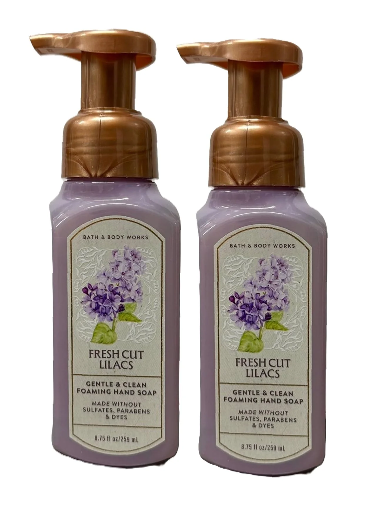 Convenient Bath and Body Works Gentle and Clean Foaming Hand Soap 8.75 oz each - Pack of 2 Fresh Cut Lilacs Stylish