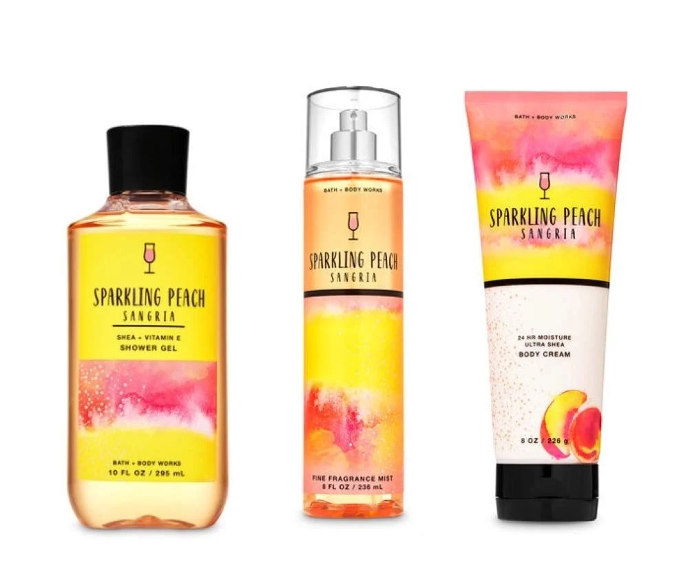 Flexible Bath and Body Works - Sparkling Peach Sangria - 3 pc Bundle - Shower Gel Fine Fragrance Mist and Ultra Shea Body Cream - 2020 Trusted