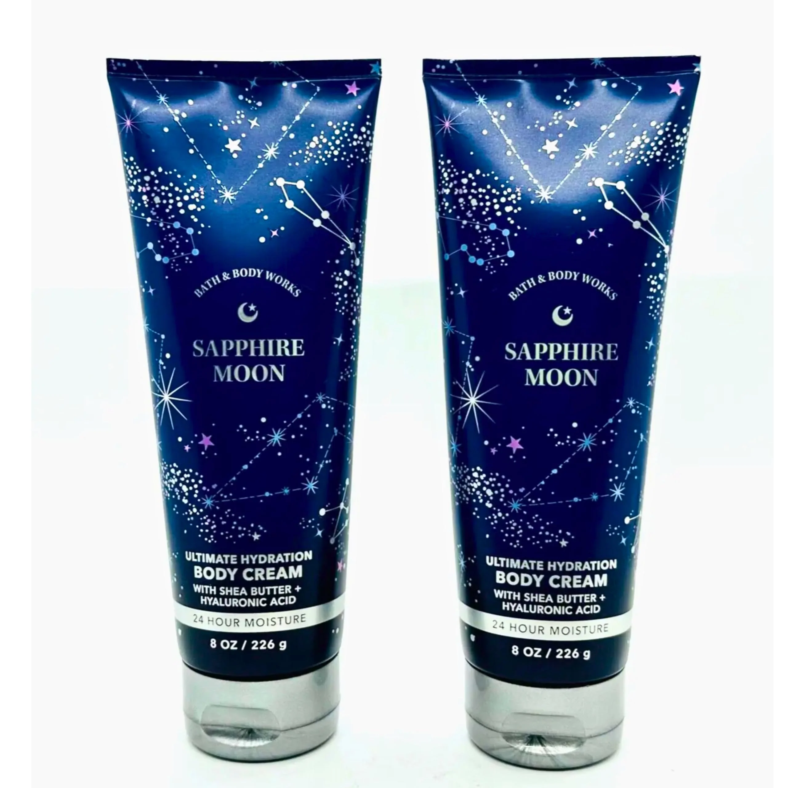 Soft Bath Body Works Body Cream 8oz Each Set of 2 - Aloe Vitamin E Shea Sapphire Moon Smart