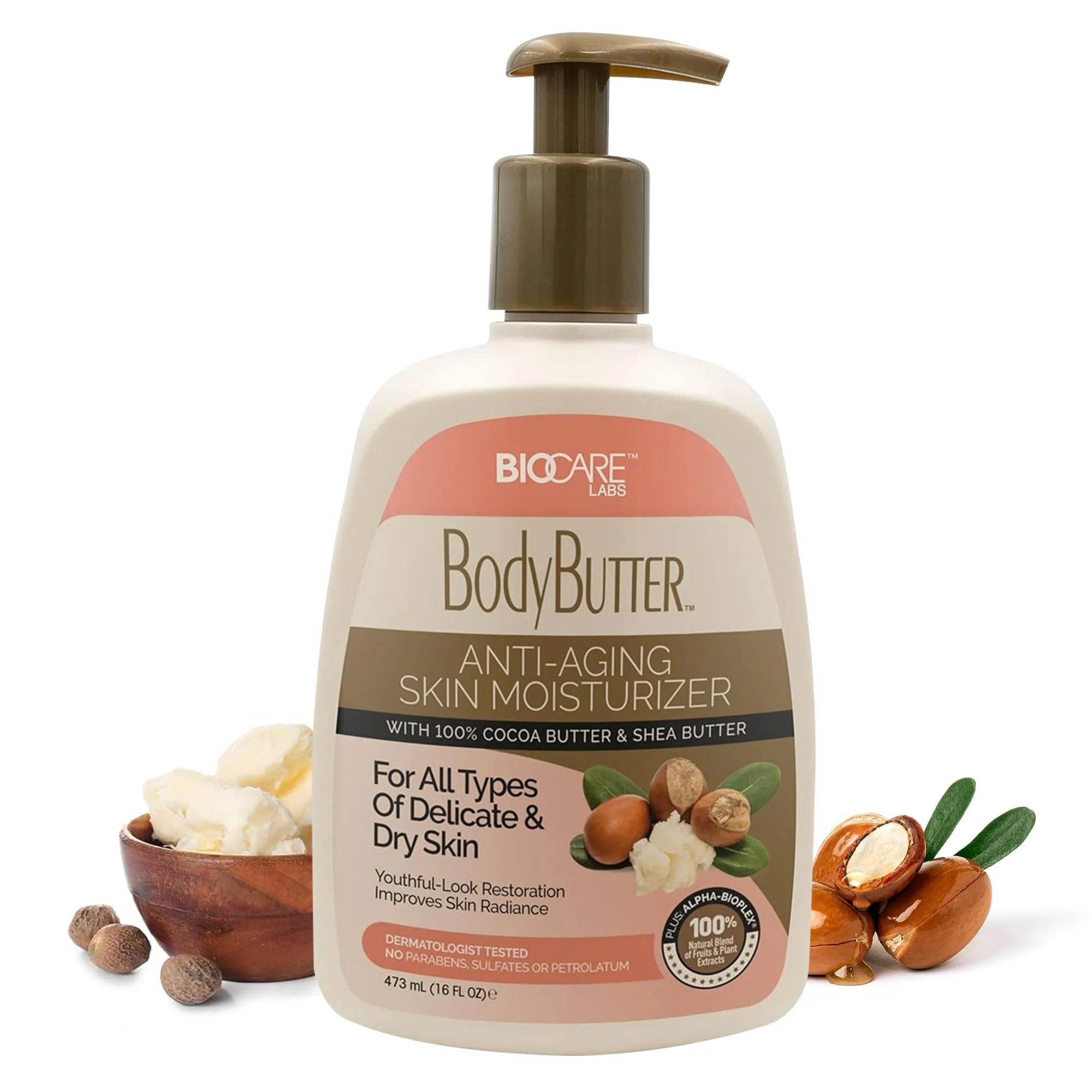 Durable Biocare Body Butter - Infused with Cocoa Butter Shea Butter plus Alpha-Bioplex for Youthful-Looking Radiant Complexion Hydrated Smoother Firmer Authentic