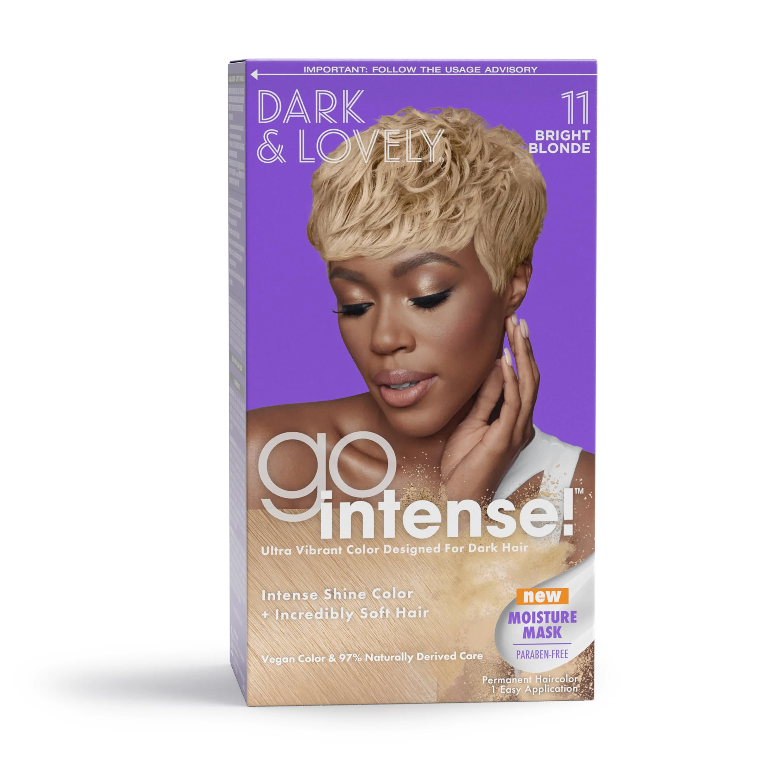 Premium SoftSheen-Carson Dark and Lovely Ultra Vibrant Permanent Hair Color Go Intense Hair Dye with Olive Oil for Shine and Softness Light Golden Blonde Premium Material