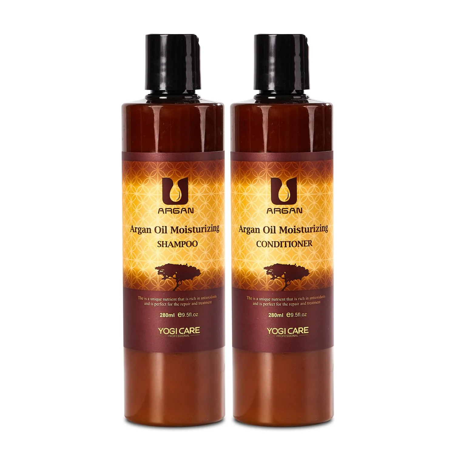 High-End YOGI CARE Argan Oil Shampoo and Conditioner Set - Moisturizing Sulfate Moroccan Care- For Curly Straight Dry and Damaged Hair World-Class